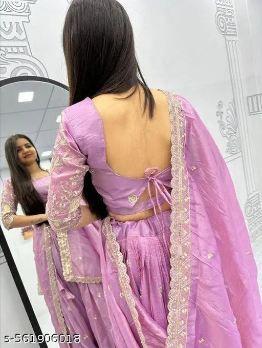 Embroidered Semi Stitched Lehenga Choli