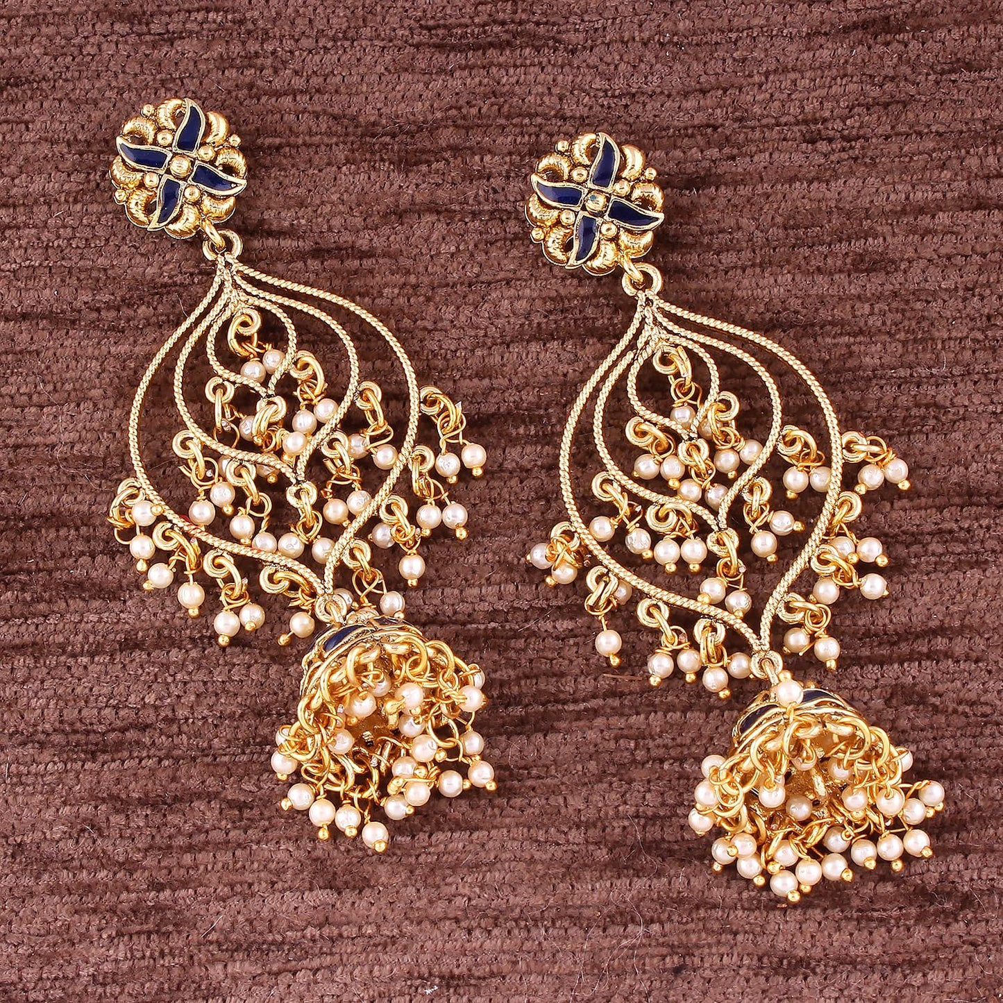 Peora Traditional Jewellery Gold Plated Pearl Jhumki Earrings for Women Girls