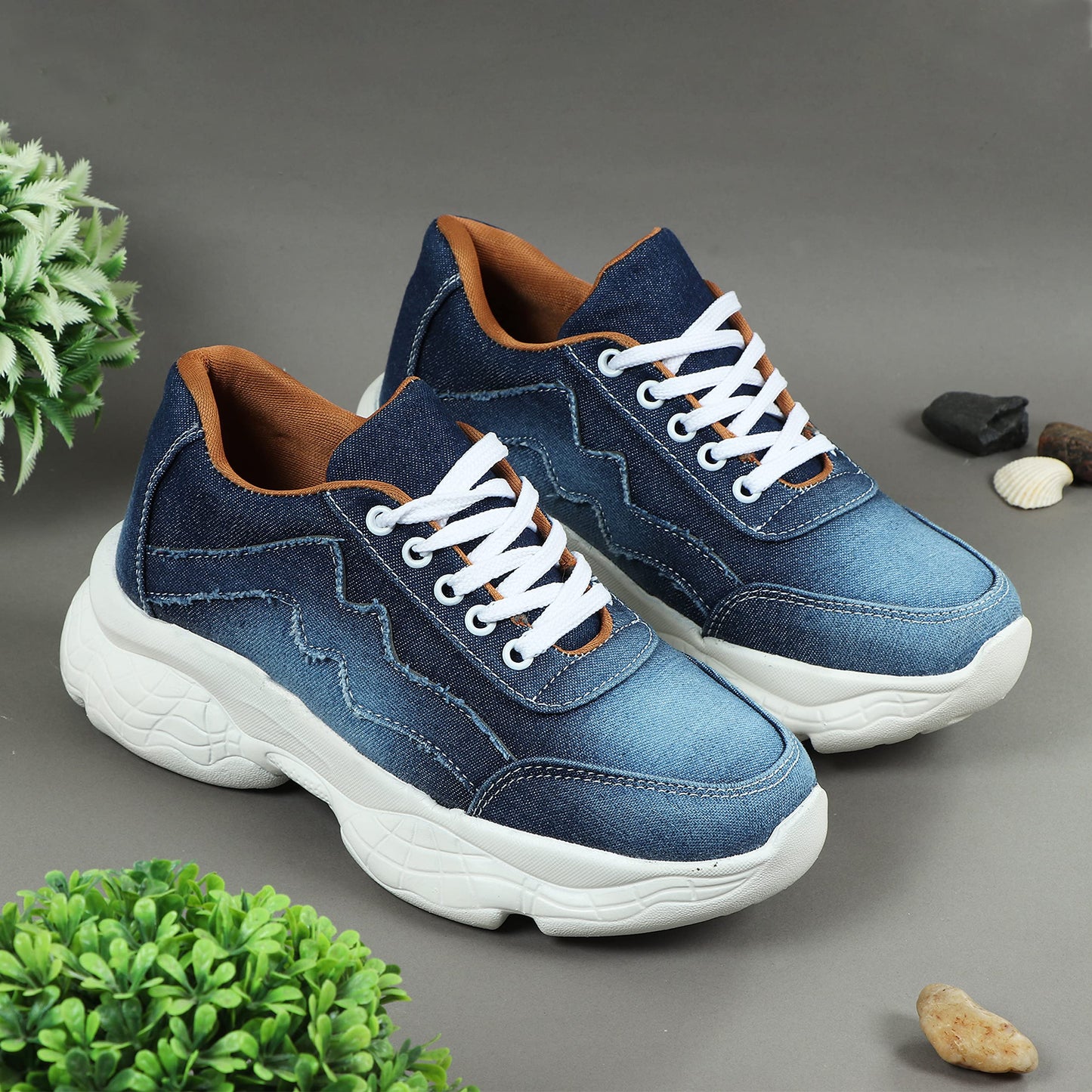 KRAFTER Girls Casual Chunky Walking Shoes for Women Dark-Blue-Dark-Blue-9021-36