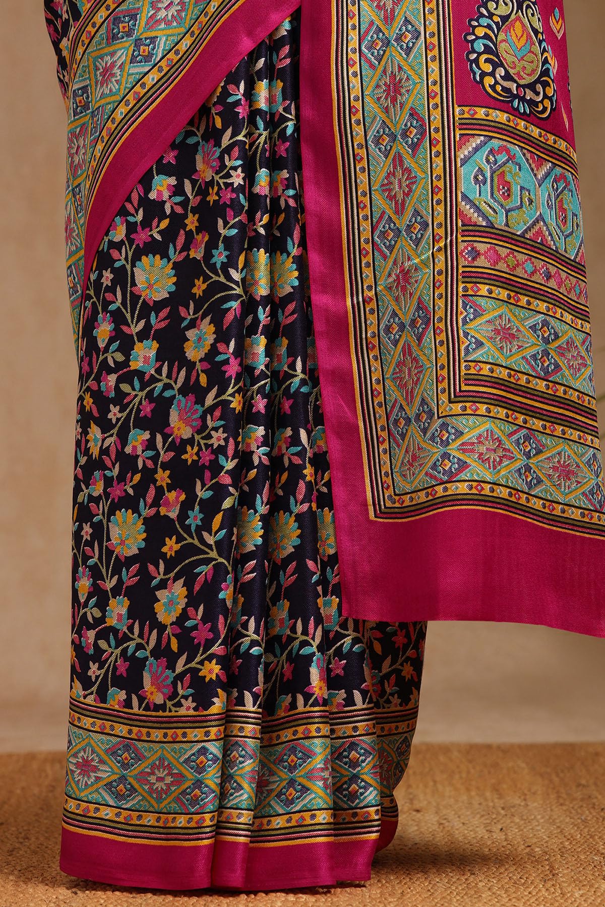 Soch Womens Multicolour Pashmina Floral Print Saree