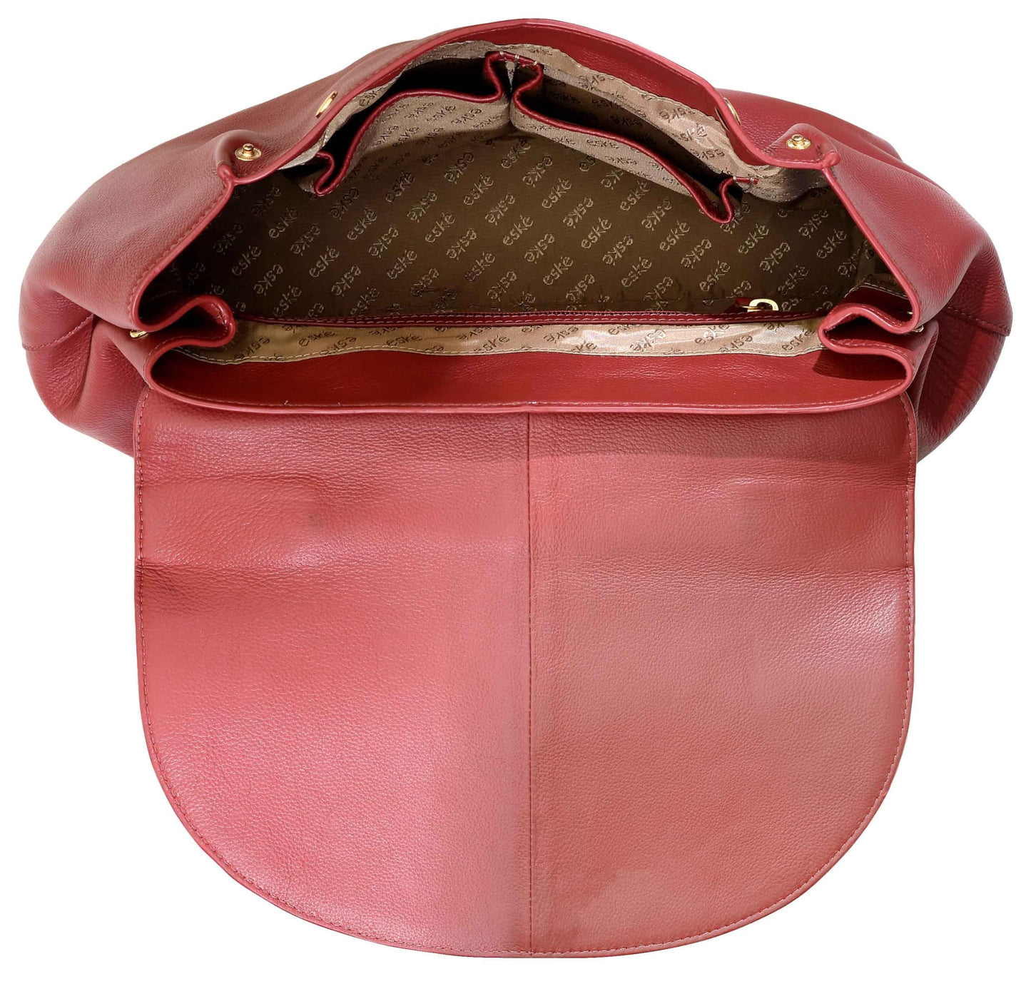 eske Stefanie Genuine Leather Satchel (Wine Cosmos)
