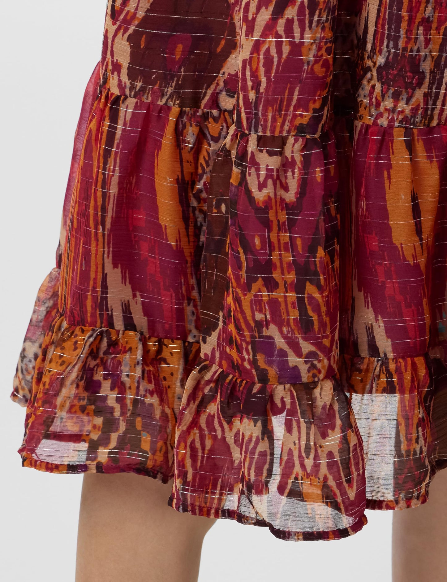 ONLY Women Abstract Printed Casual Maroon Midi Dress