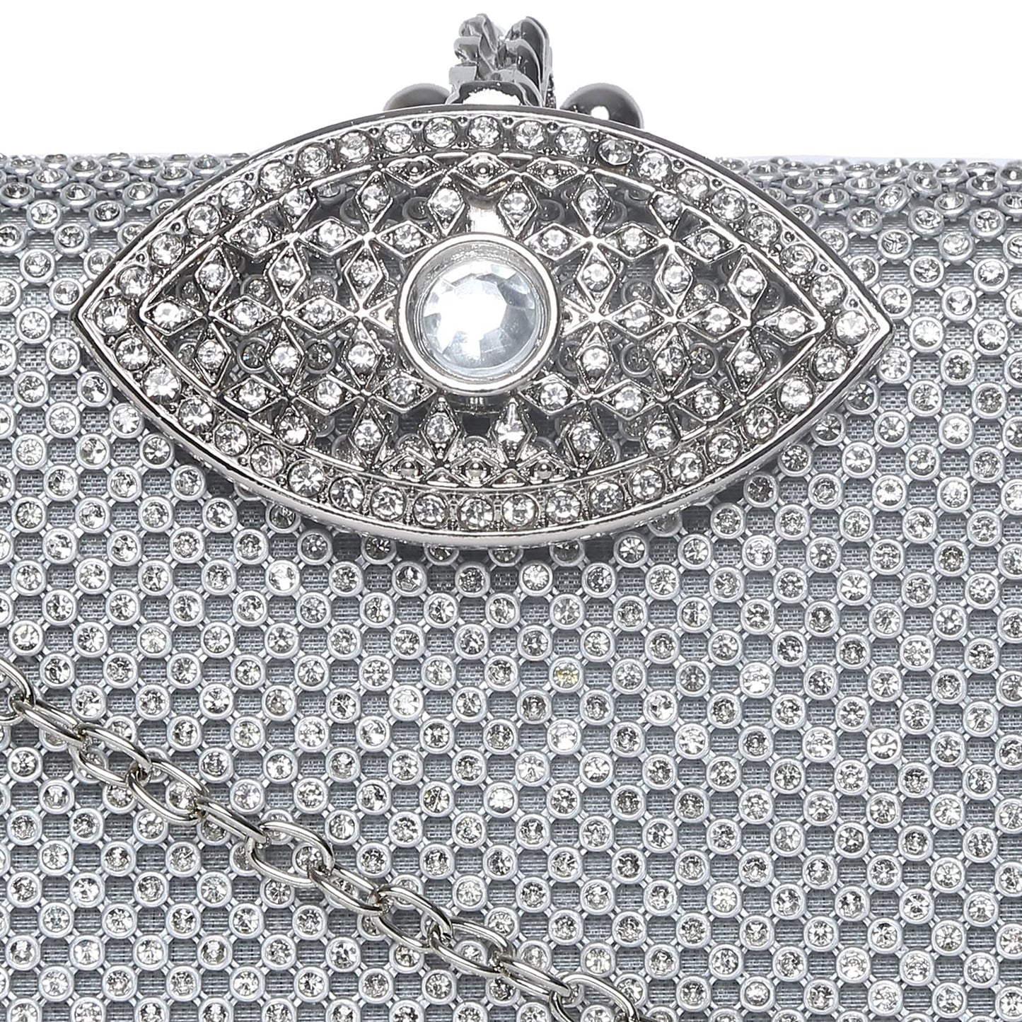 Haute Sauce Textured Push Lock Clutch Bag with Chain Strap (AZ_HSCL1070)