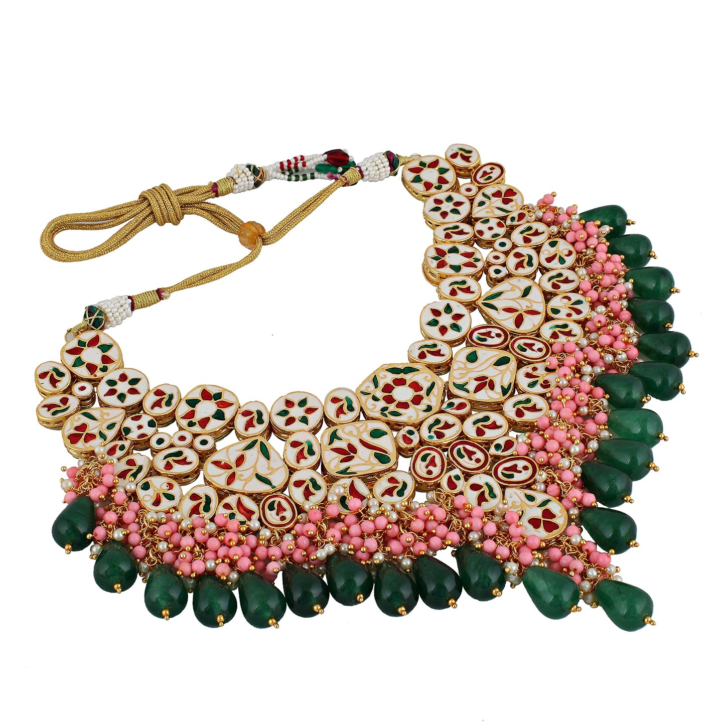 Lucky Jewellery 18K Gold Plated Multicolor with Monalisa Drop Bridal Set for Girls & Women