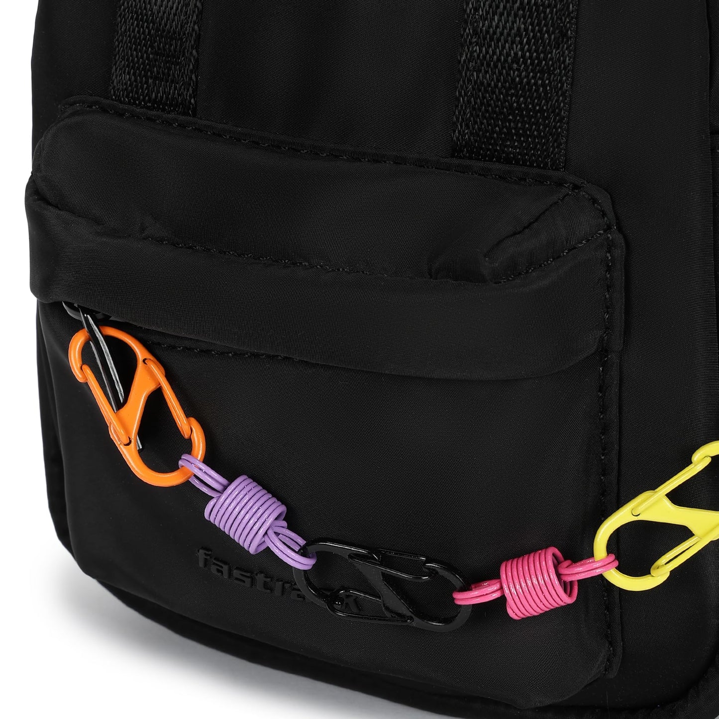 Fastrack Nylon Sling Bag for Women with Bright Chain Detail | Lightweight Crossbody with Zipper Closure, Front Pocket, Detachable Strap | Stylish Everyday Sling for College, Errands, Streetwear Looks