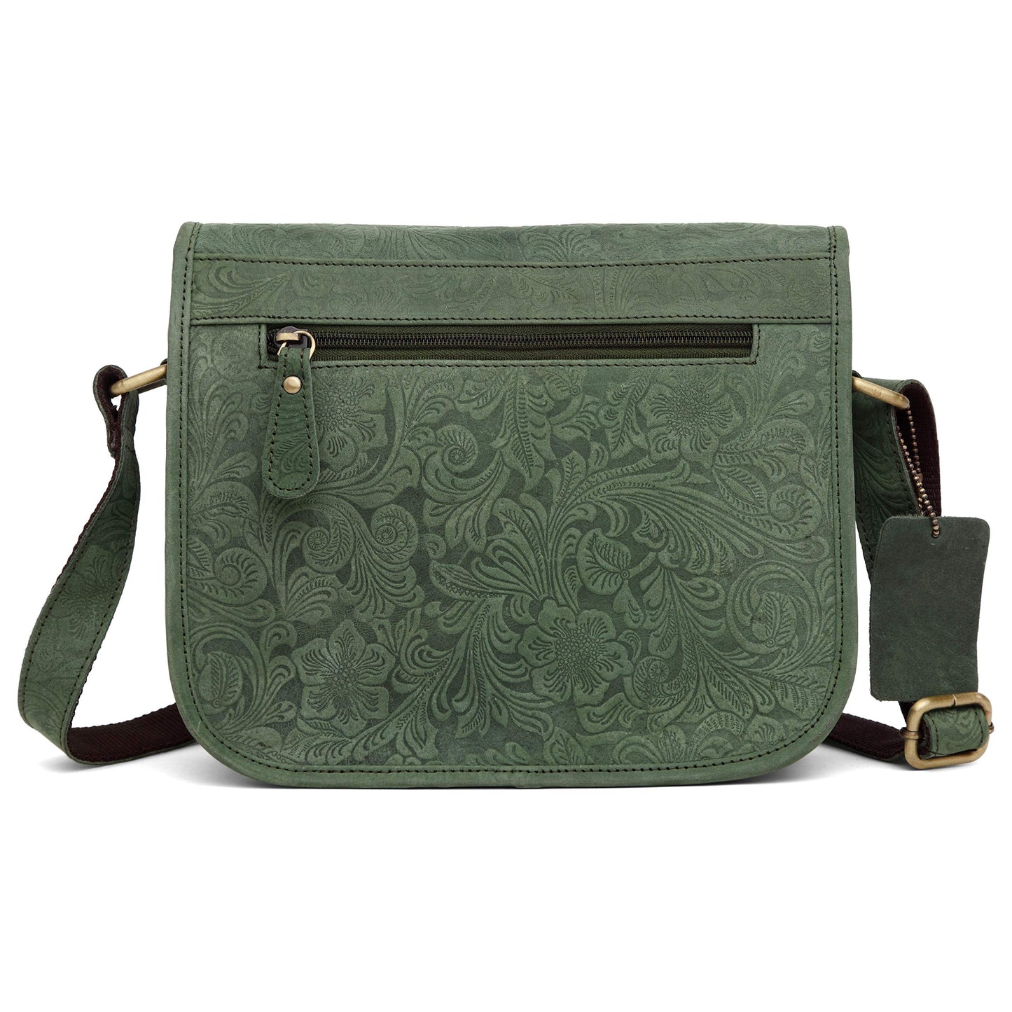 Crossbody Bags for Women-Premium Leather Vintage Fashion Purse with Adjustable Strap (Distressed Printed Green)