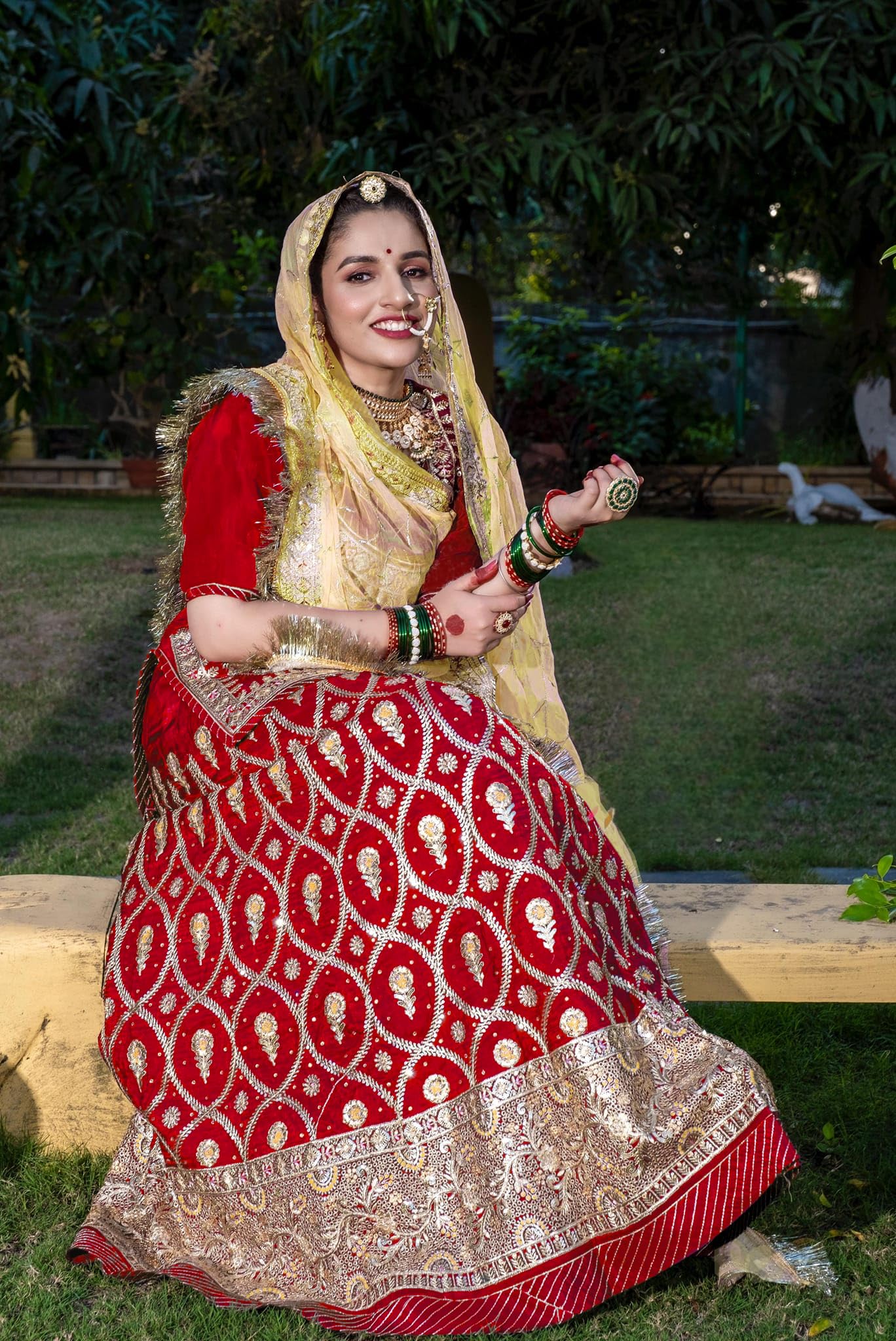 SHYAMLATA Latest Heavy sequins Work Semi Stitched Shimmer Silk Rajputi Poshak For Women Rajasthani Lehenga Choli (Red)