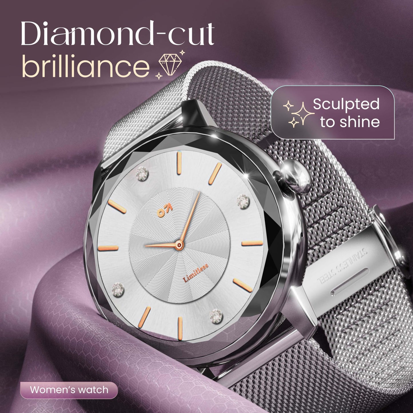 GOBOULT Newly Launched Alora Smart Watch 1.19'' AMOLED Display, BT Calling, Rotating Bezel, 150+Watchfaces, 800 Nits Brightness, AI Voice Assistant, SpO2 Monitoring, 120+ Sports Mode (Silver)