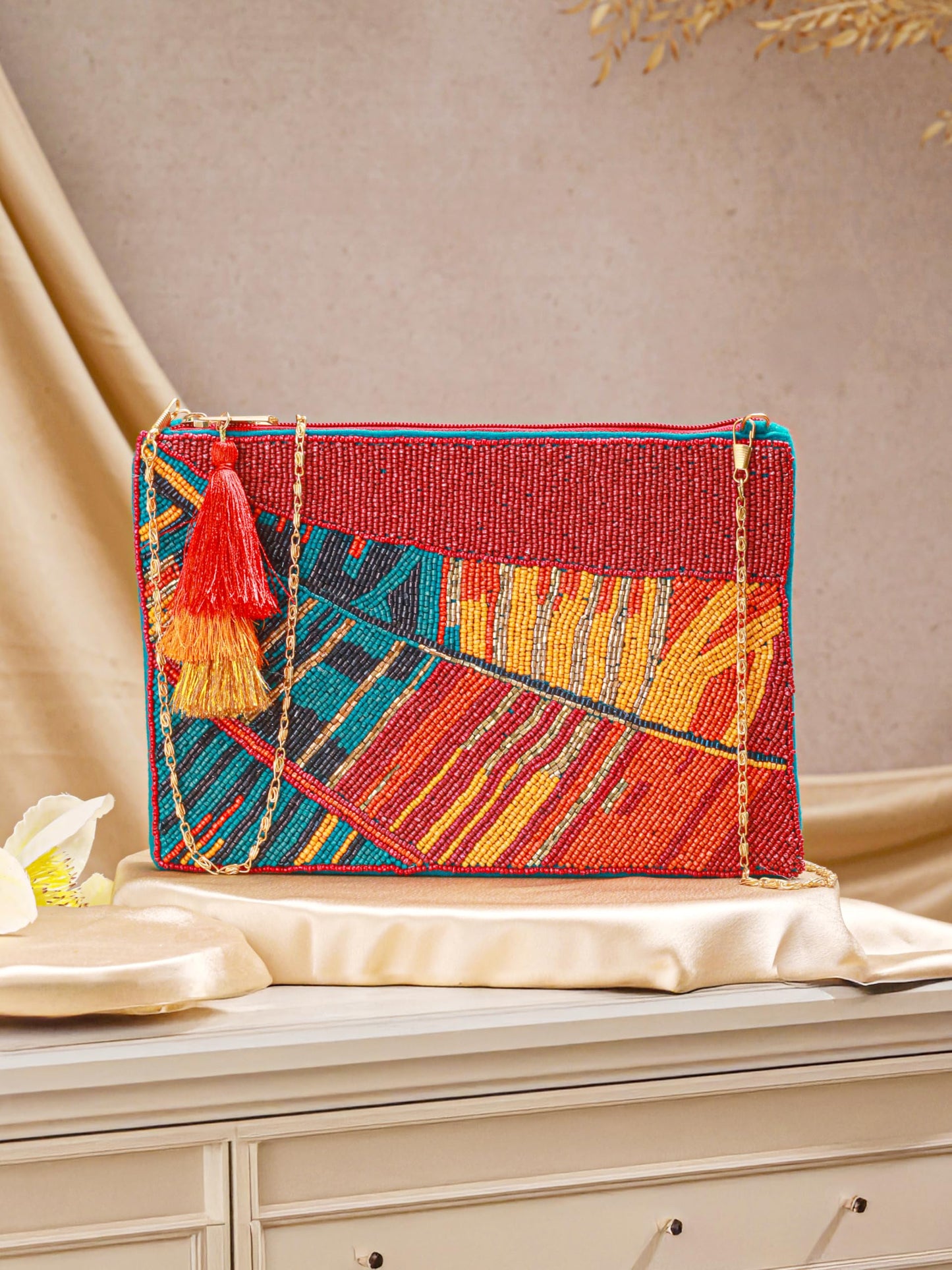 BAGUZZI Leafing Love Beaded Multicolor Sling Bag