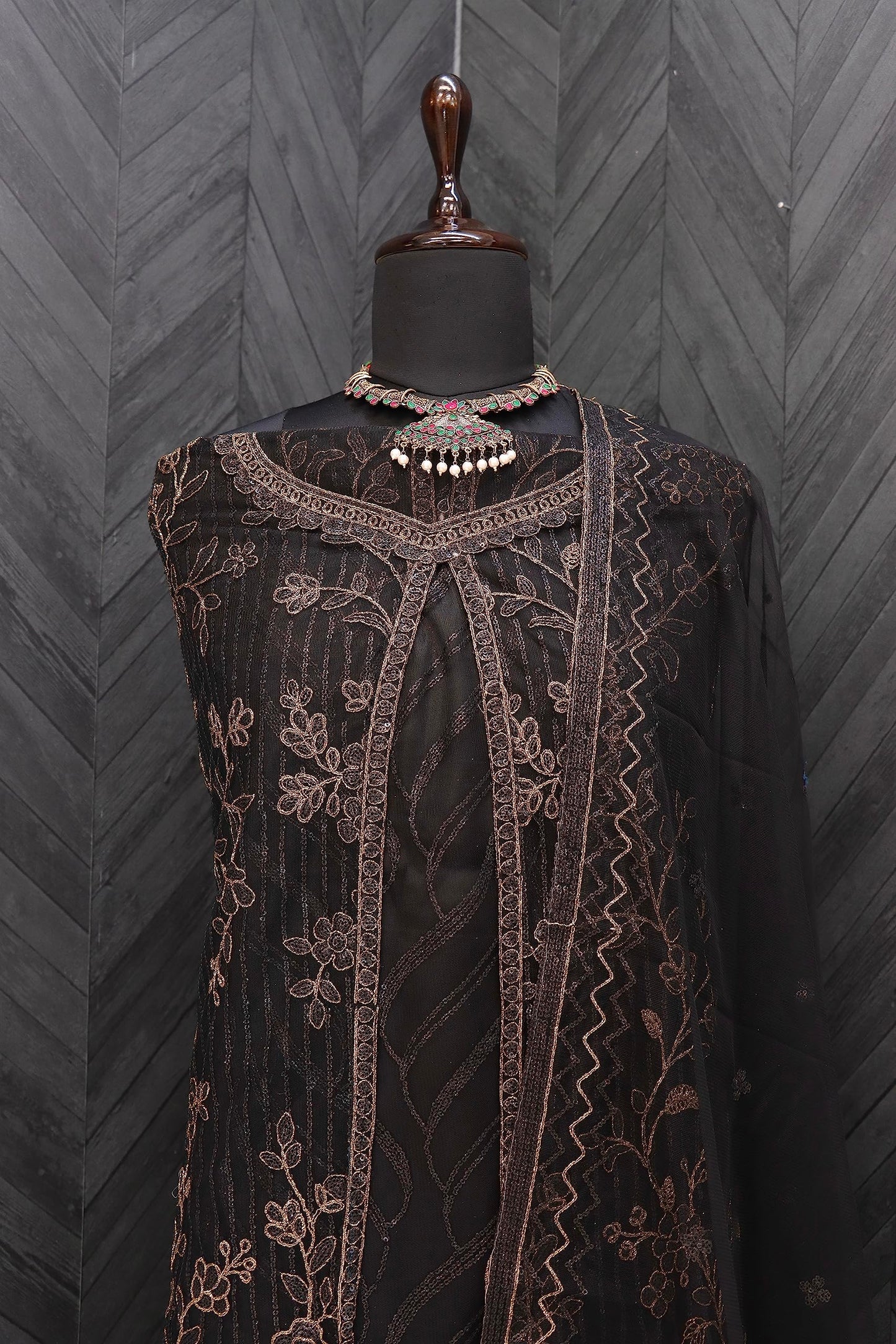 RUDRAPRAYAG Anarkali Net and Satin Straight Suits for Women | Semi stitched Embroidered Dress for Women | Gown With Dupatta for Women 2023 | Gown in Clothing & Accessories