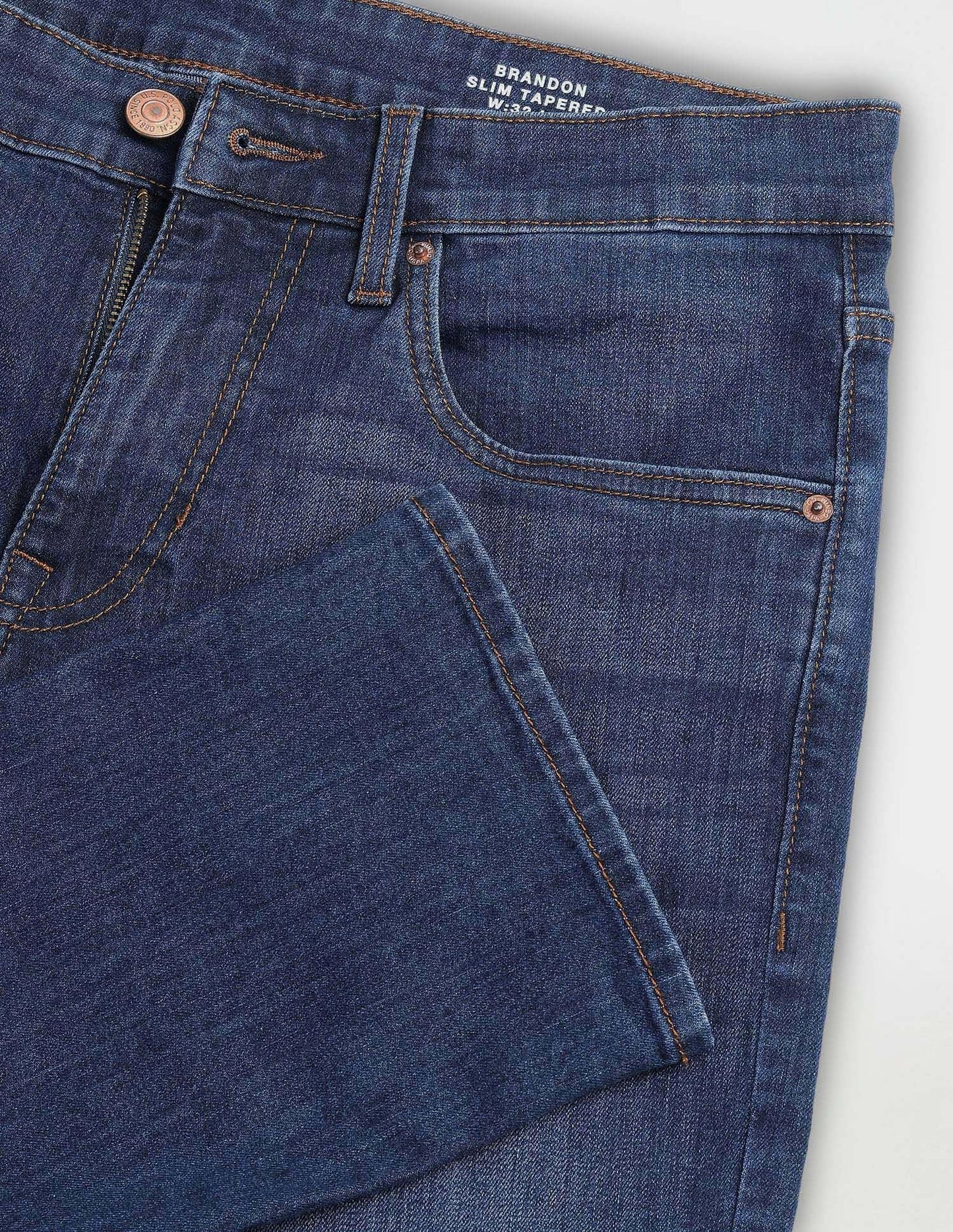 U.S. POLO ASSN. Men's Brandon Slim Tapered Fit Mid Rise Jeans (UDJENO1807_Blue_30)