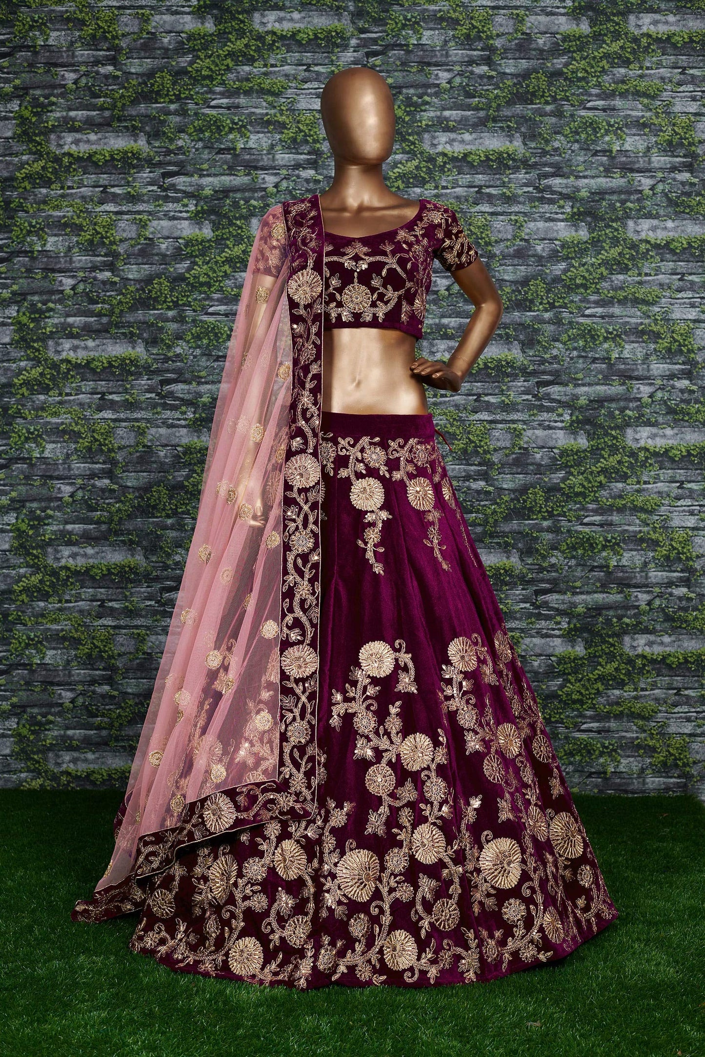 Zeel Clothing Women's Silk Semi-stitched Lehenga Choli (zc-7012_purple_free Size)