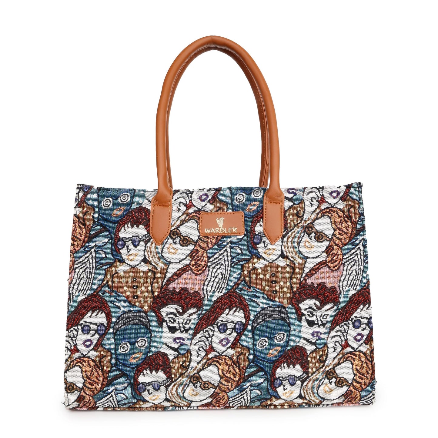 Warbler jacquard Tote Bag, printed Pattern, Casual Shoulder Handbag for work travell (Multicolor-1)