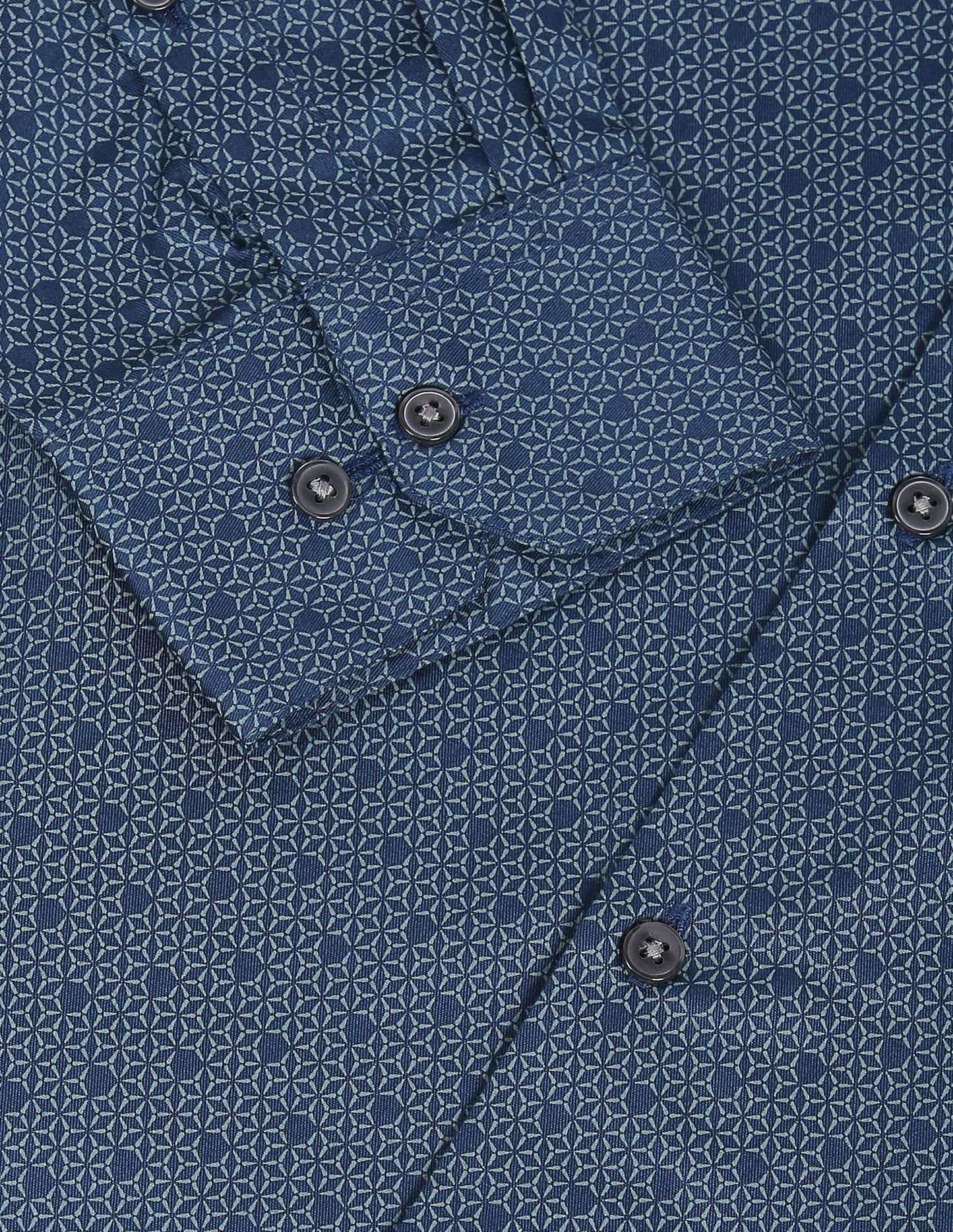 Arrow Printed Slim Fit Twill Formal Shirt Dark Blue