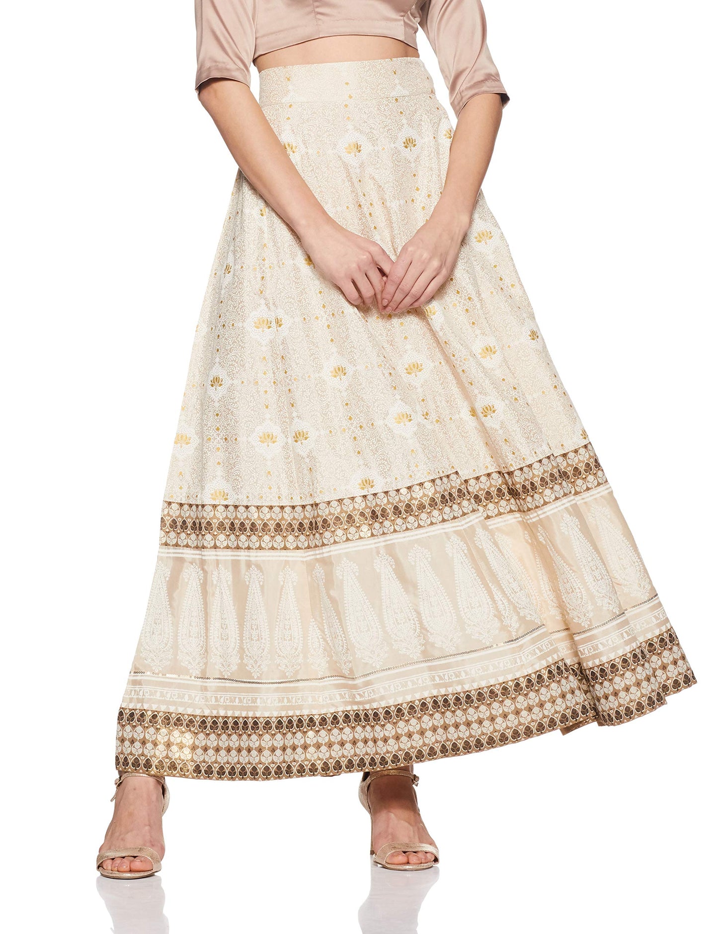 W for Woman Women's Maxi Skirt (18AUW50065-110638_Off-White_WL_Off White_L)