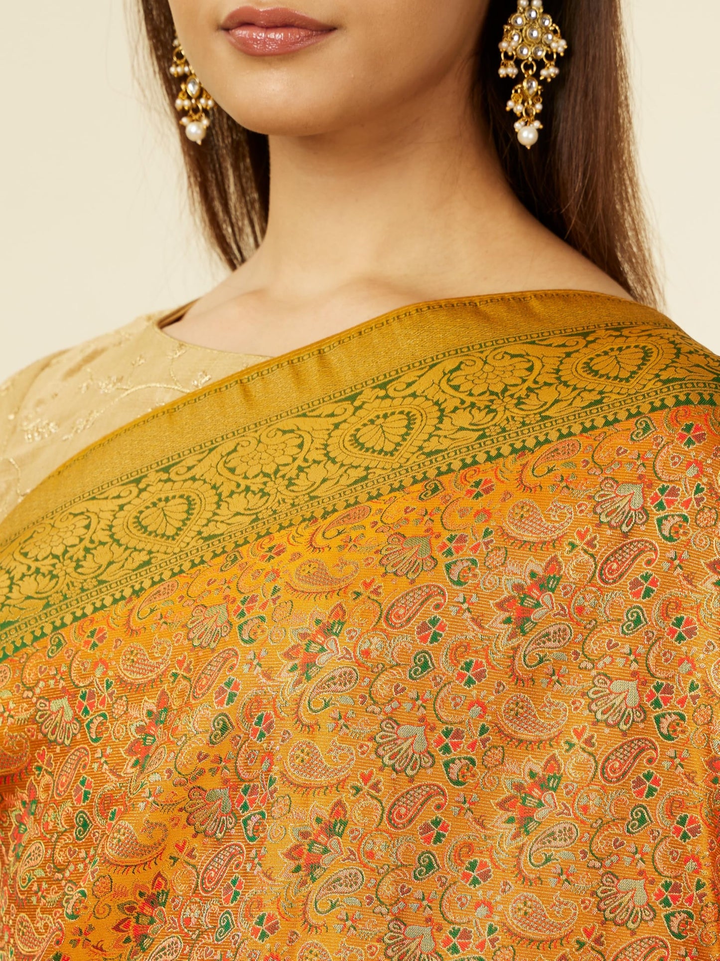 MOHEY Women's Mustard Yellow Art Silk Zari Weave Saree (MUSTARD YELLOW)