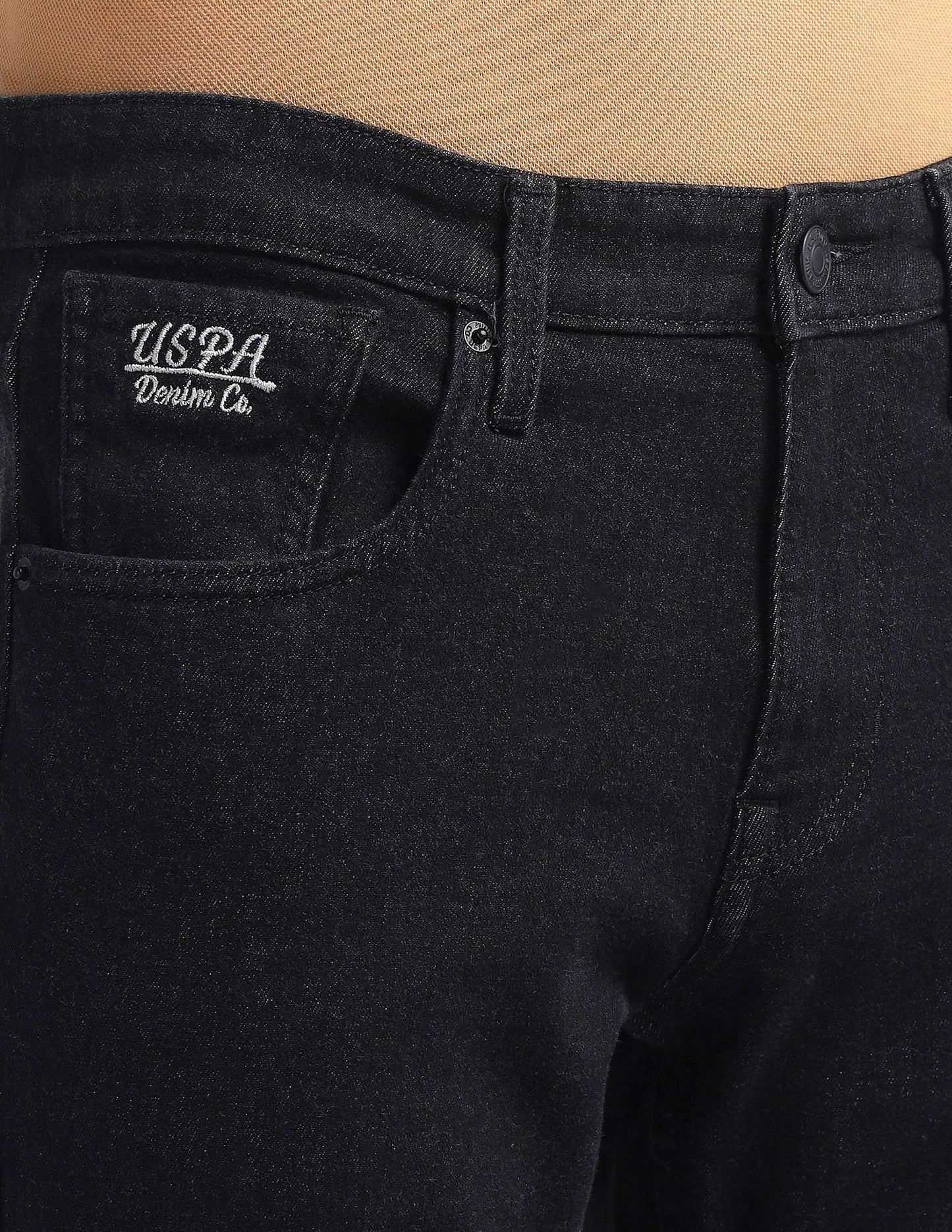 U.S. POLO ASSN. Men's Brandon Slim Tapered Fit Mid Rise Jeans (UDJENO1811_Black_34)