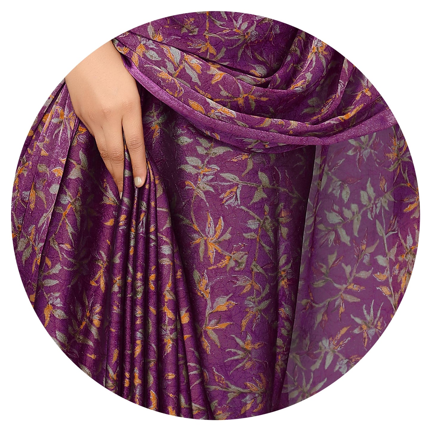 MIRCHI FASHION Women's Chiffon Floral Printed Saree with Blouse Piece (60452 - Dark Wine, Rust)