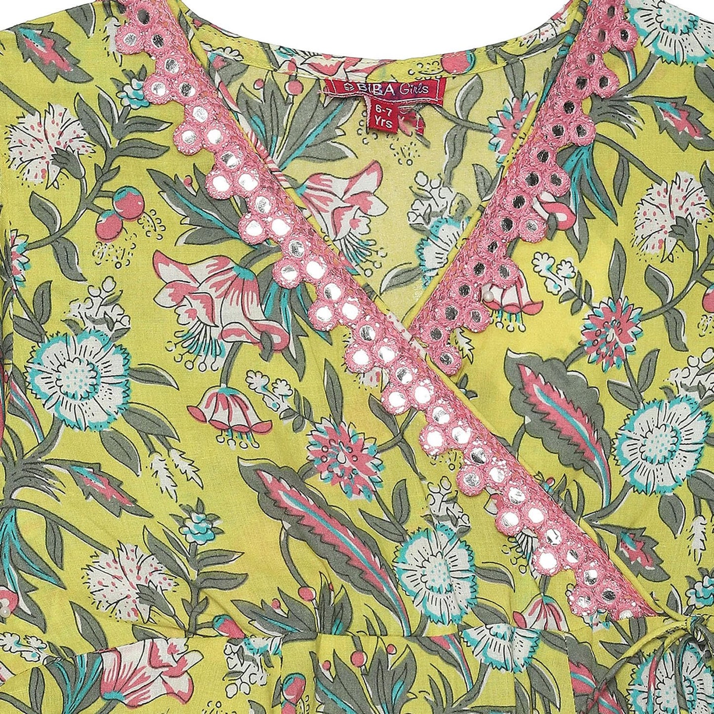 BIBA Girls PRINTED FLARED KID(KWPLAY TALES5867_YELLOW_5)