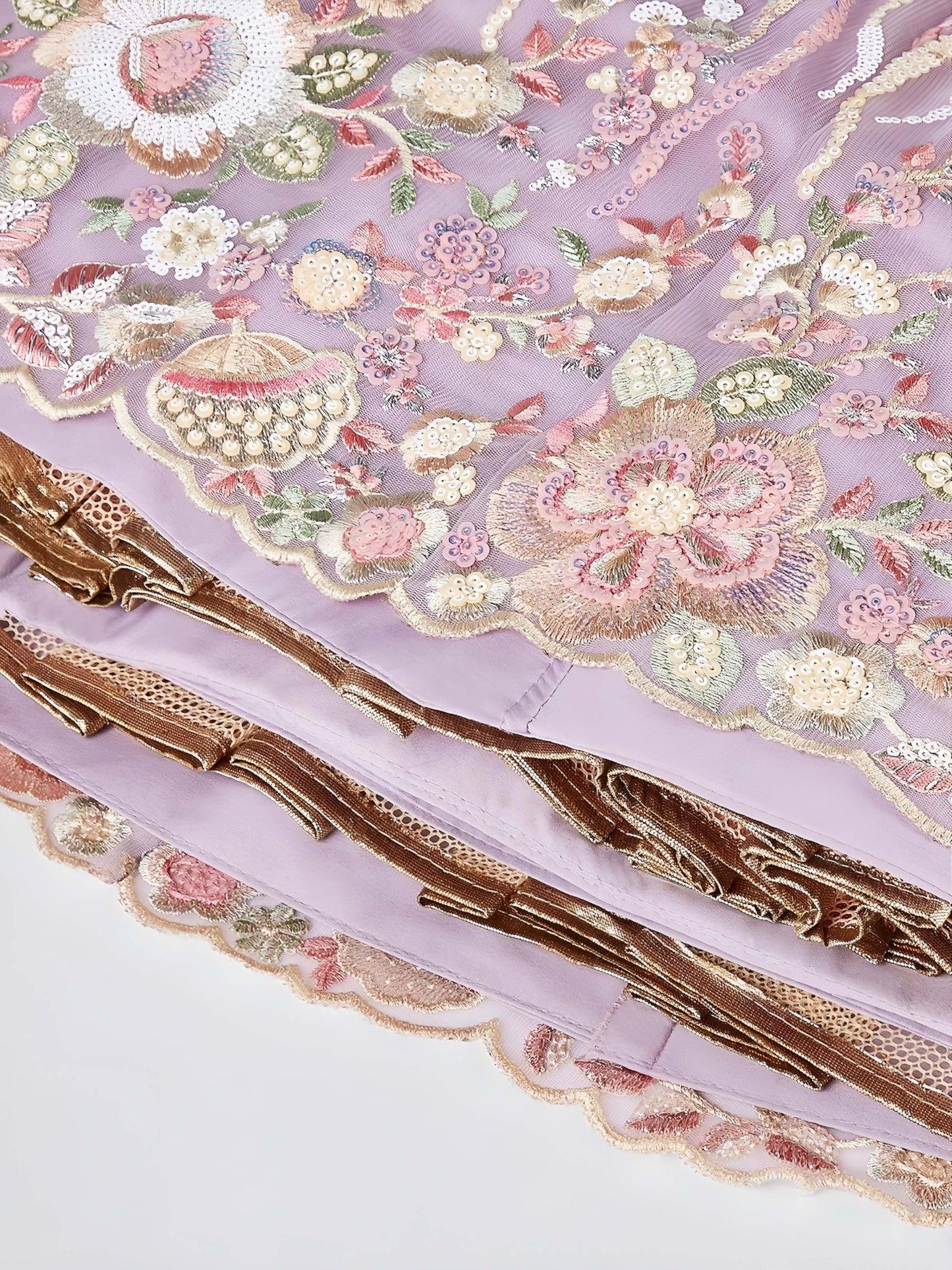 Zeel Clothing Women's Sequins Embroidered Work Soft Net Designer Lehenga Choli With Dupatta (6033-Lavender-Wedding-Lehenga-Choli; Free Size)