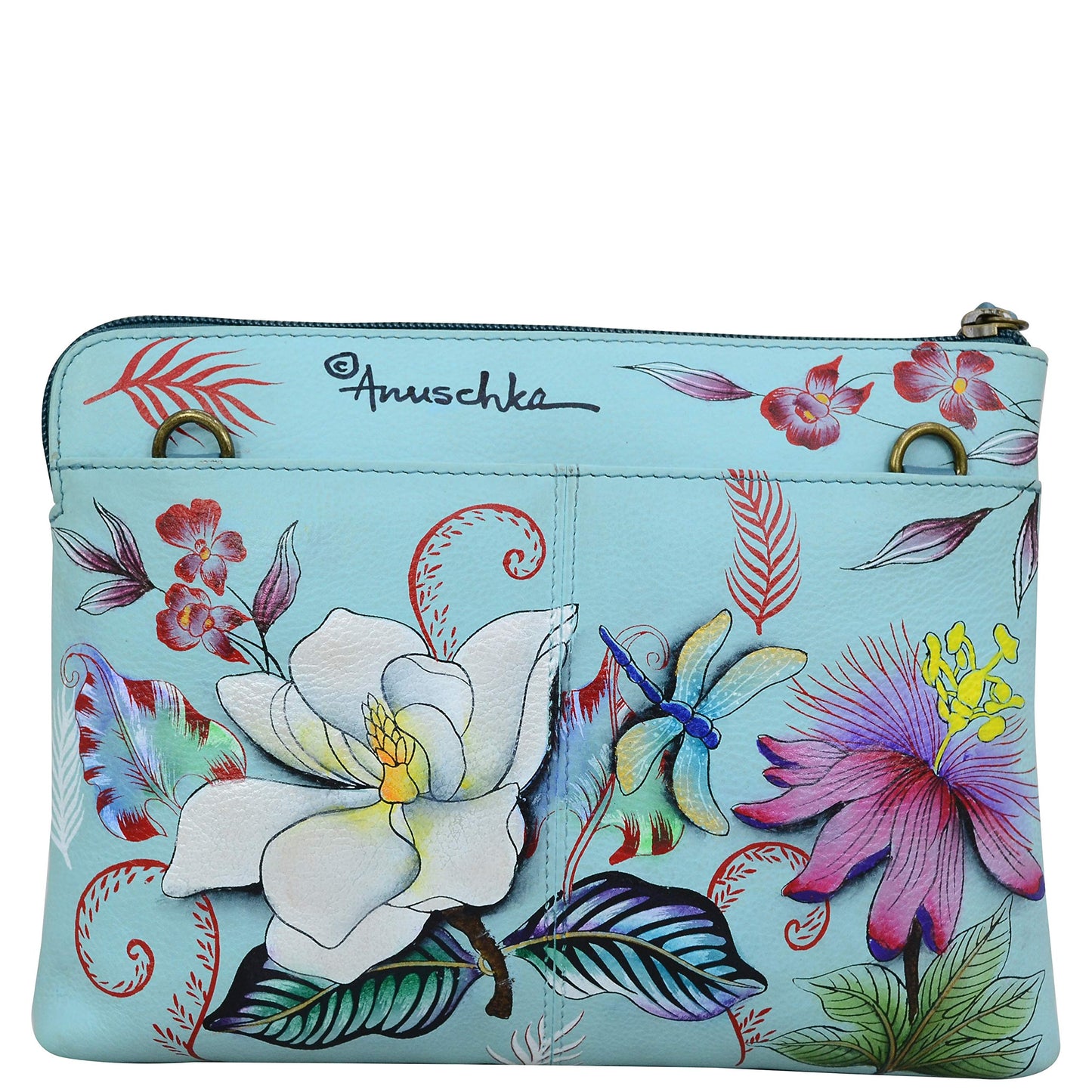 Anuschka Women’s Hand-Painted Genuine Leather Three-In-One Clutch - Jardin Bleu