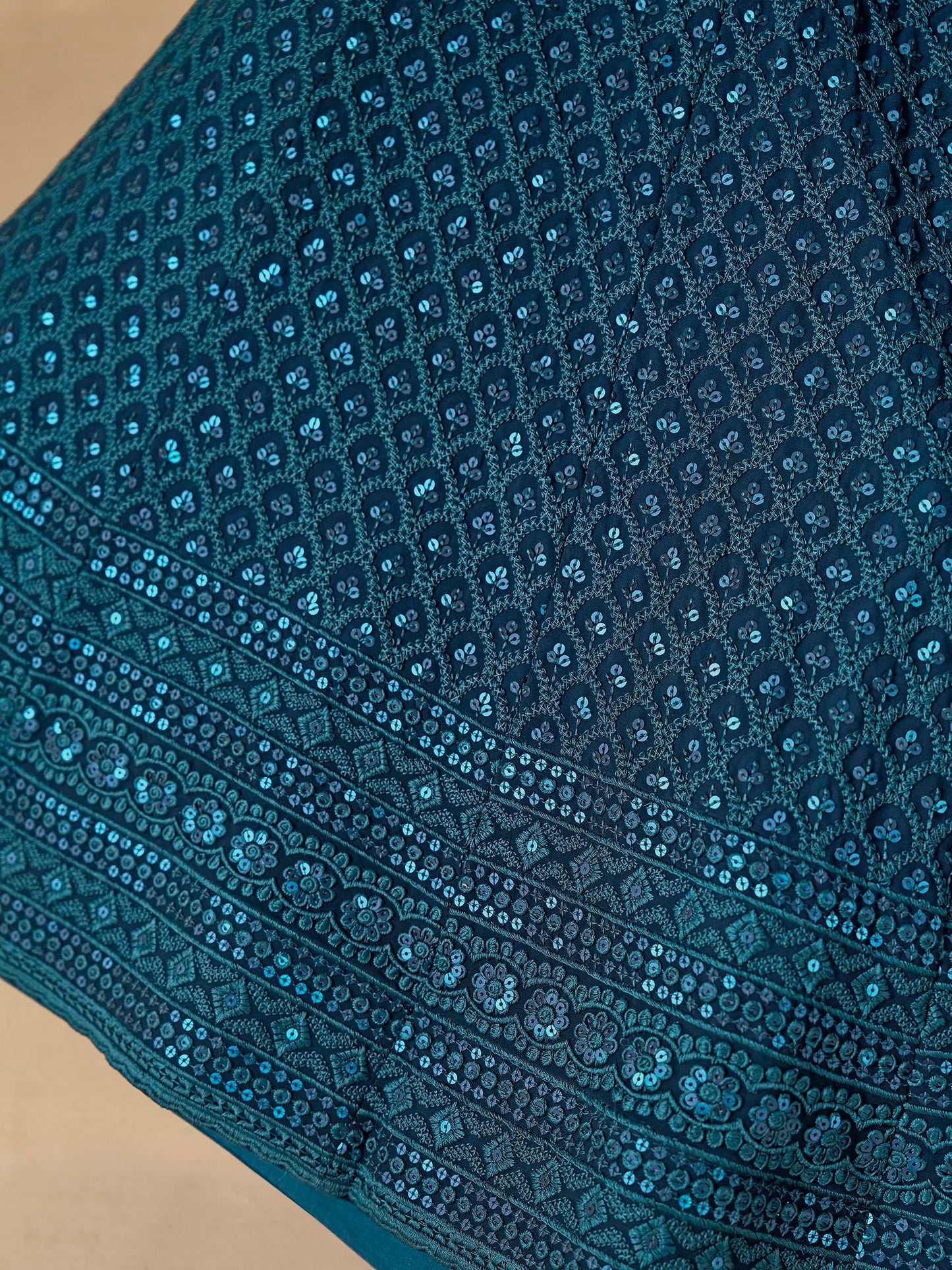 Zeel Clothing Women's Sequins Thread Embroidered Georgette Lehenga Choli With Dupatta (5124-Blue-Women-Lehenga-Choli-New; Free size) (Blue)