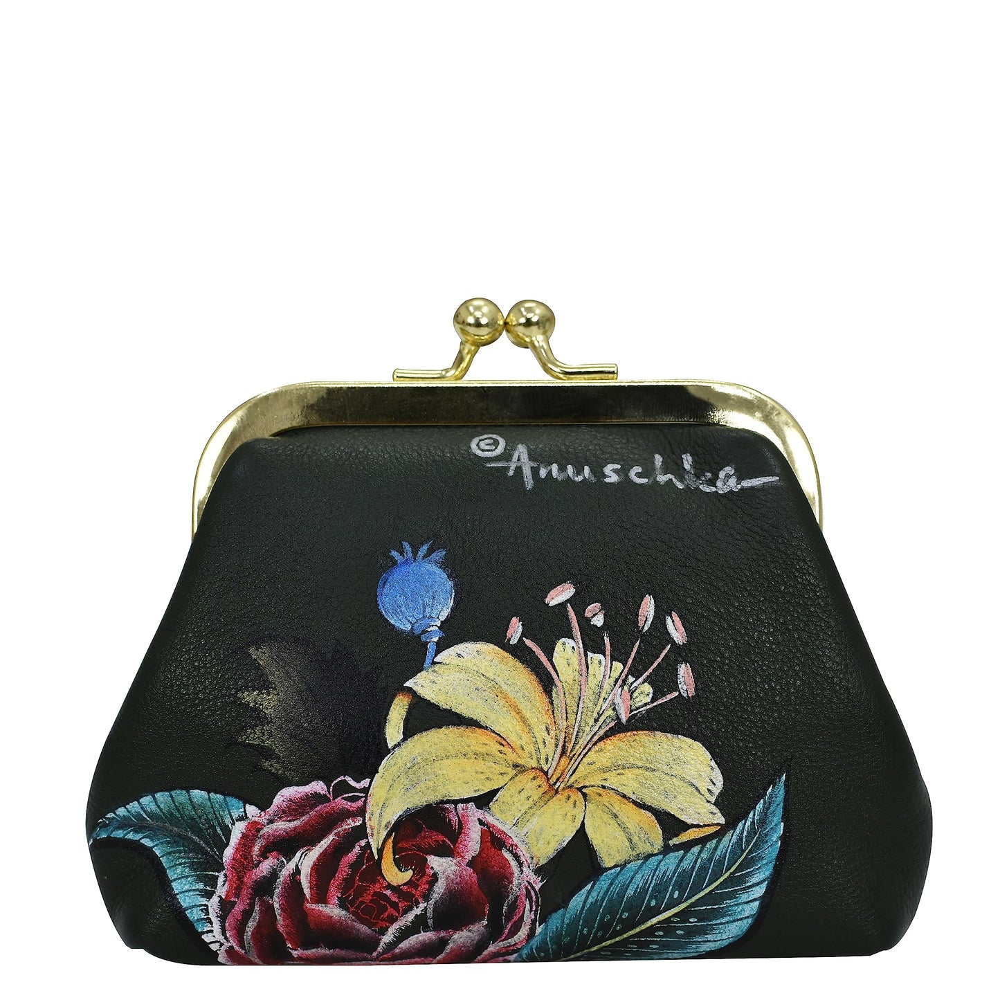 Anuschka Women’s Hand-Painted Genuine Leather Clasp Pouch with Key Fobs - Vintage Floral