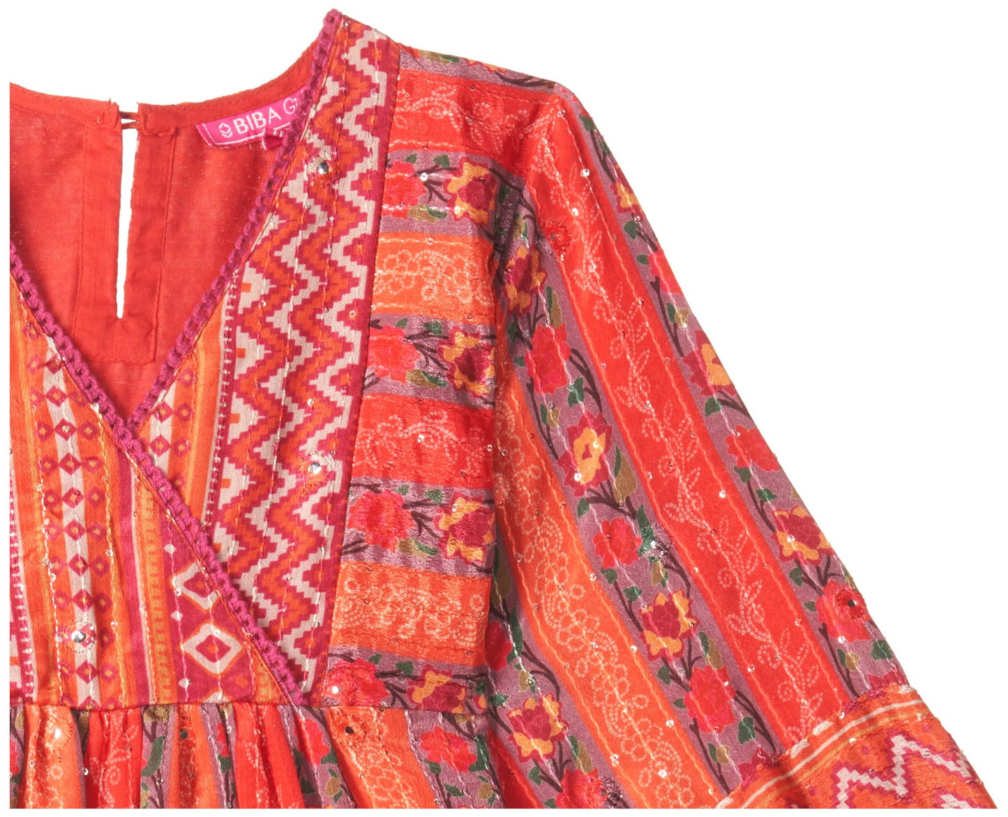 BIBA GIRL PRINTED GATHERED KID(KW5387_RED_5)