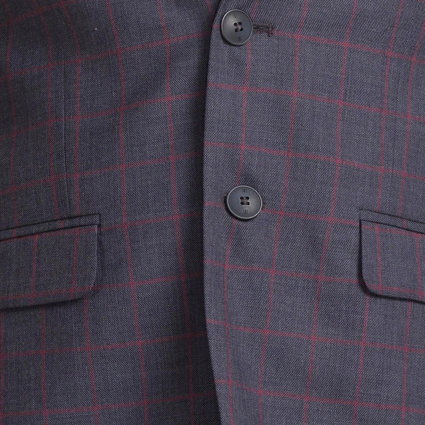 Raymond Men Slim Fit Checks Pattern Poly Wool Blend Notch Lapel Flat Front Formal Suit (Size: 104)-RMDS02113-G8 Dark Grey