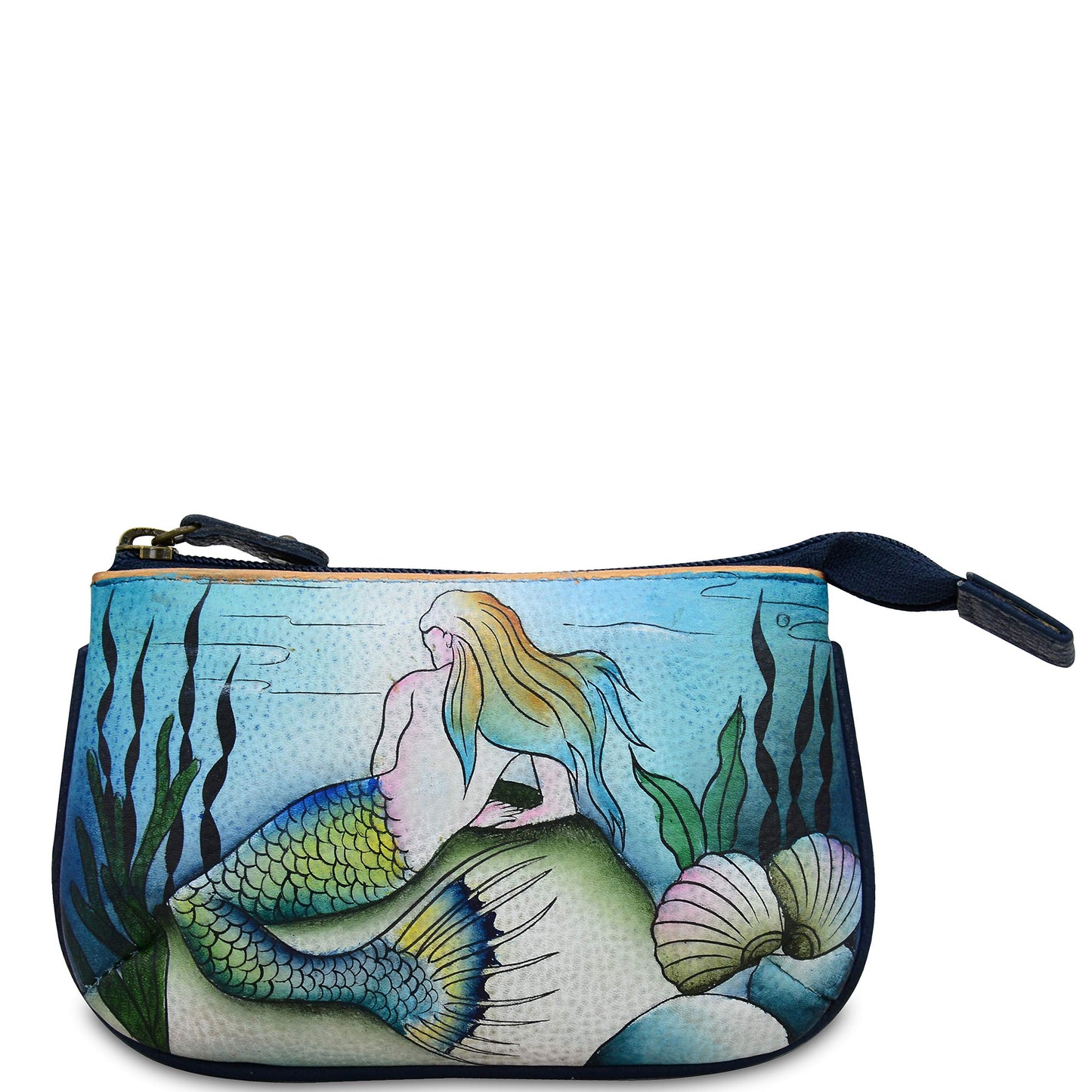 Anuschka Women’s Hand-Painted Genuine Leather Medium Zip Pouch - Little Mermaid