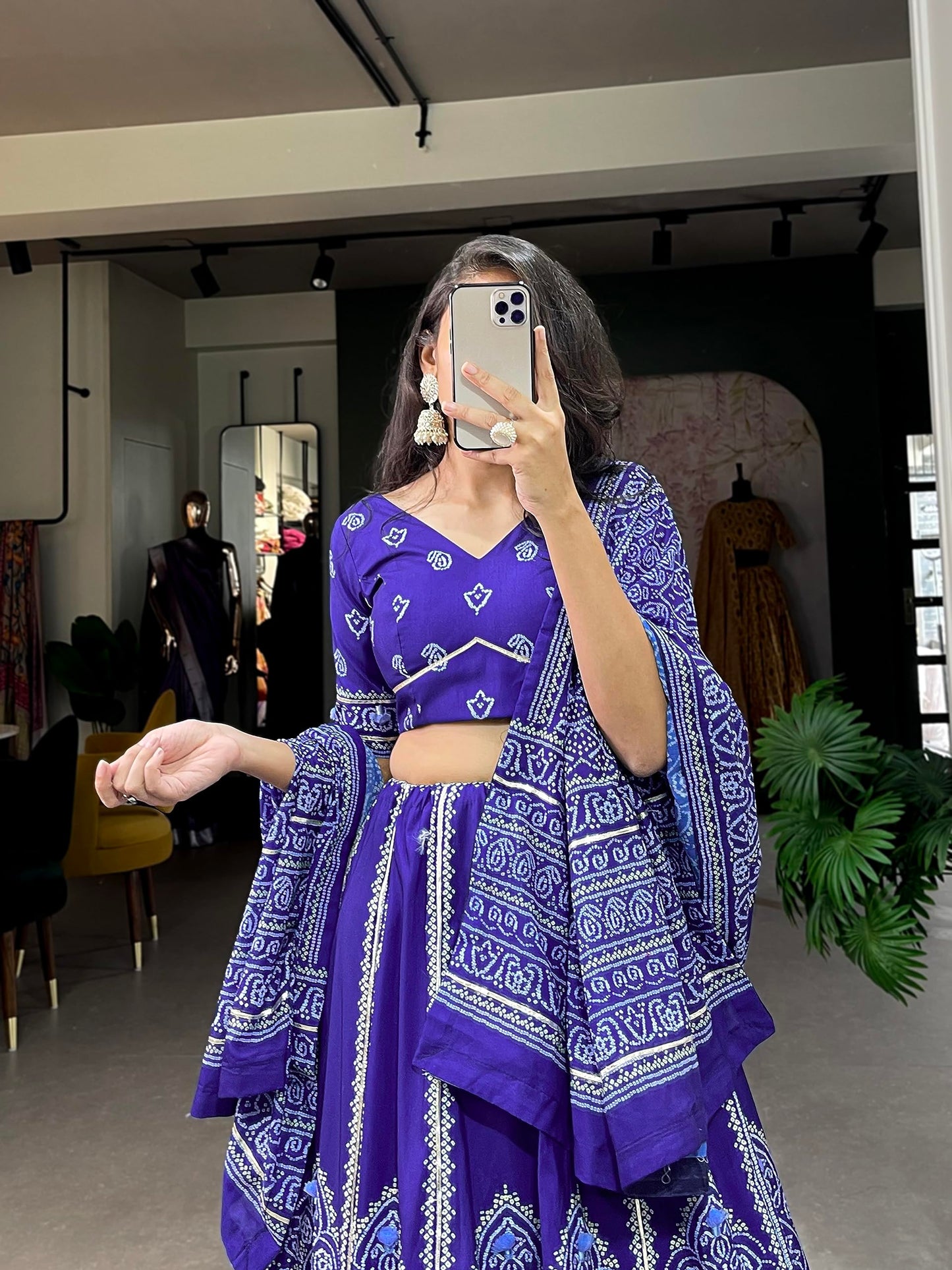 LooknBook Art Women's Vaishali silk & Printed With Gota Patti Semi-Stitched Bridal New Lehenga Choli With Dupatta (Navy Blue)