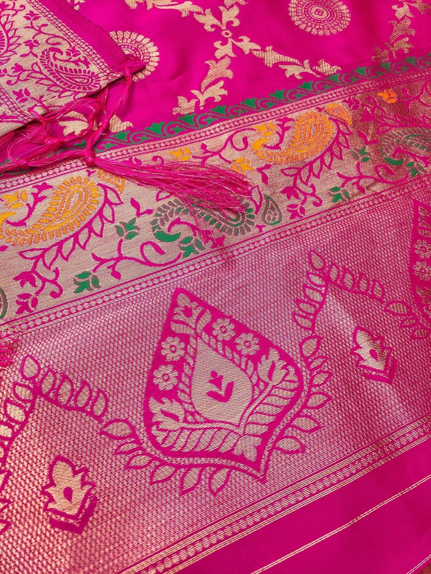 Leeli Peeri Designer Women's Pink Soft Banarasi Silk Zari Weaving Ethnic Motif Unstitched Dress Material(802PDM3)