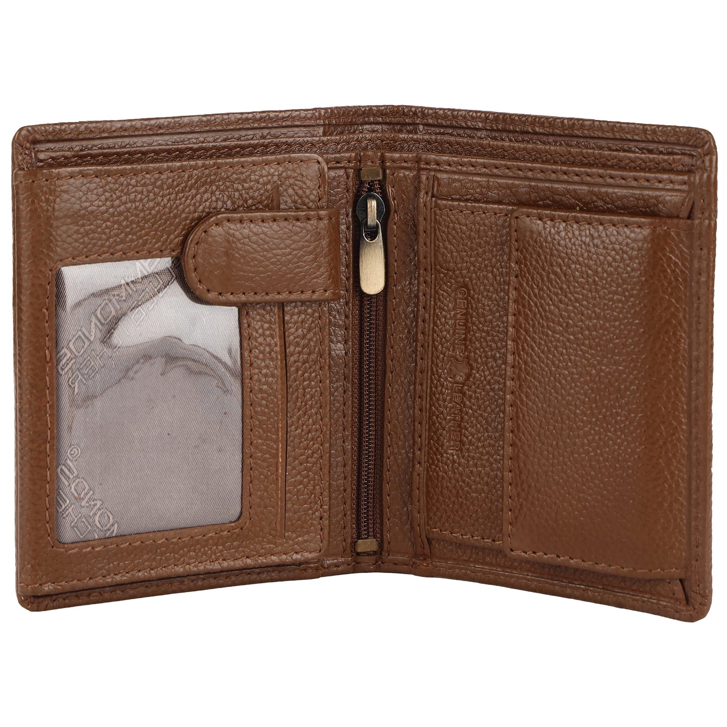 HAMMONDS FLYCATCHER Genuine Leather Wallet for Men, RFID Protected Leather Purse for Men, Money Purse for Men, Bi-Fold Wallet, 4 Card Slots, 3 ID Slots, Coin Pocket, Metal Snap Button - Brushwood
