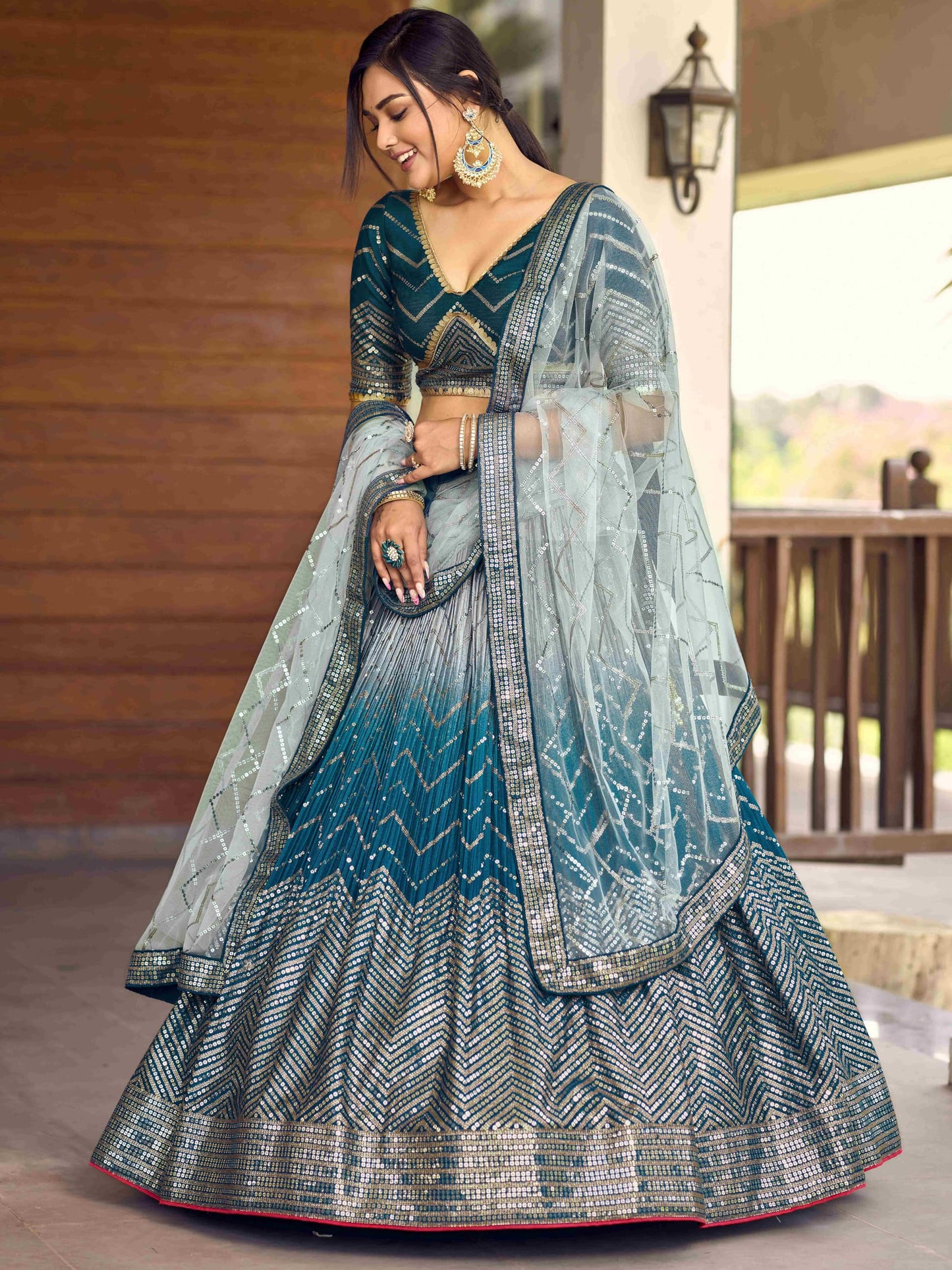 Zeel Clothing Women's Zari & Sequins Embroidered Art Silk New Semi-Stitched Lehenga Choli With Dupatta (5057-Blue-Womens-Lehenga-Choli-Latest; Free Size)