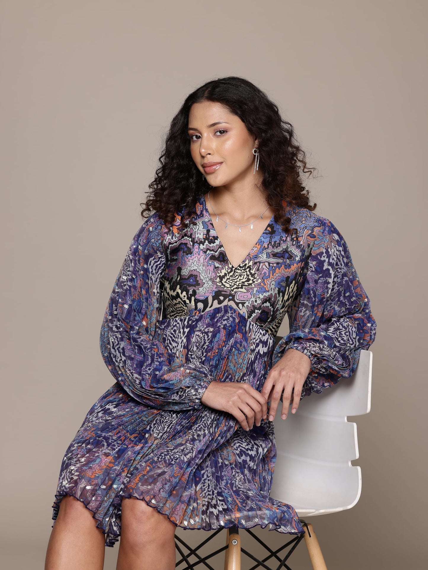 Label RITU KUMAR Blue Leora Short Dress
