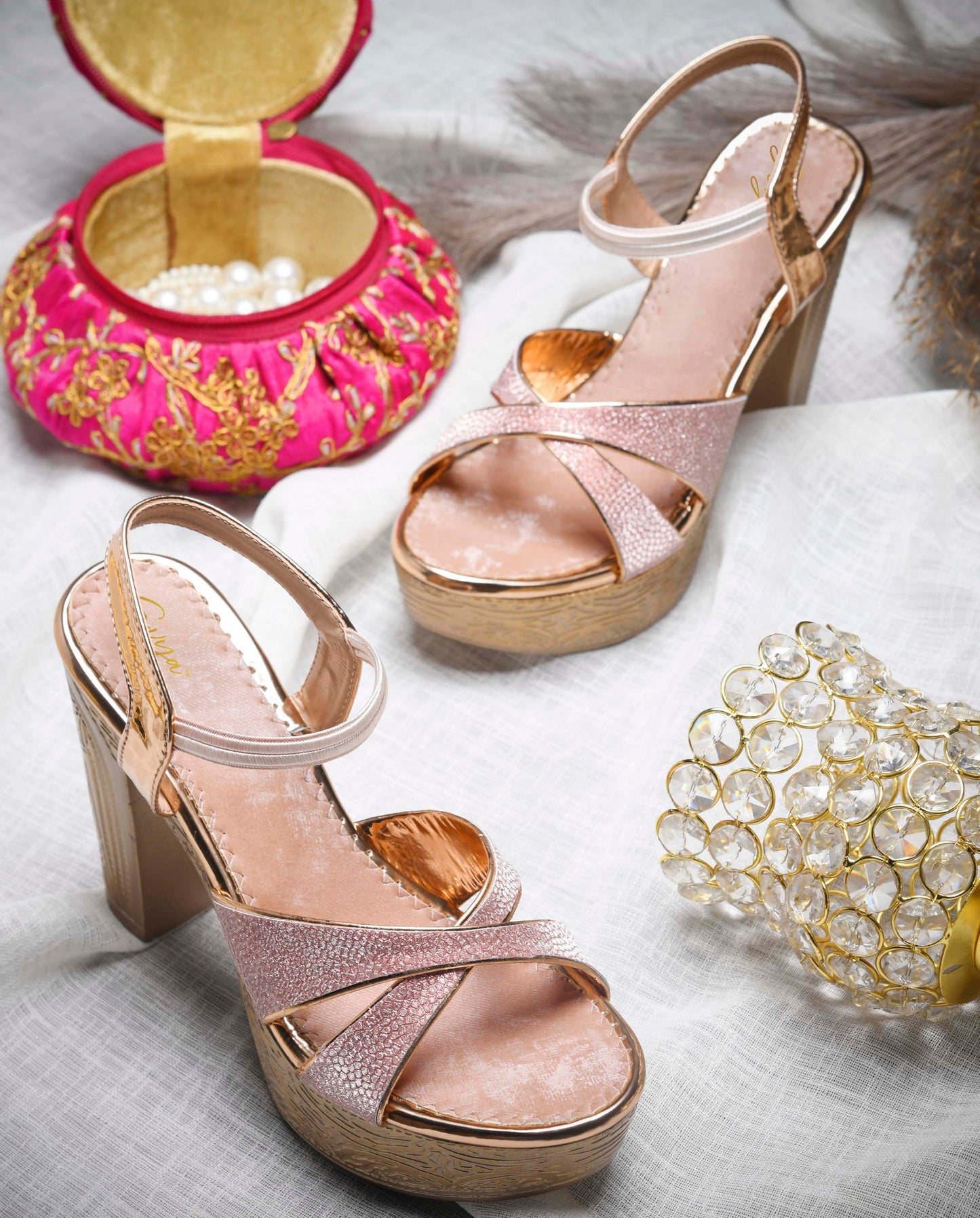 SVYA Comfortable Heel Sandals for Women and Girl. (Peach, UK Footwear Size System, Adult, Women, Numeric, Medium, 2)