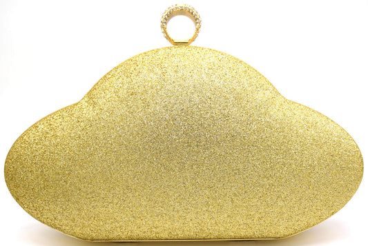TOOBA Handicraft Beautiful Fancy Box Clutch Bag Purse for Bridal, Casual, Wedding Bag for Women & Girls (Gold)