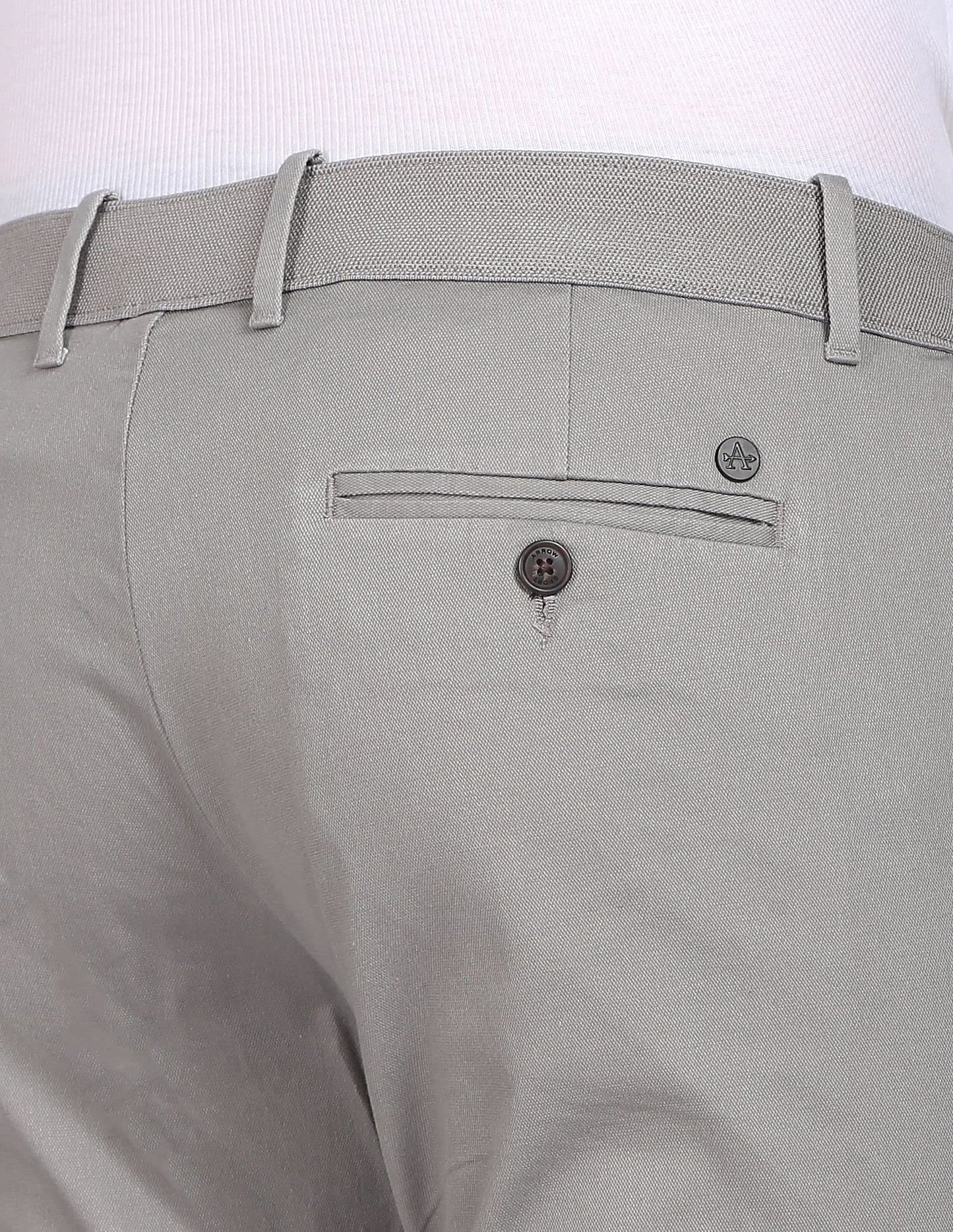 Arrow Men's Solid Slim Fit Acrylic Casual Trouser Grey