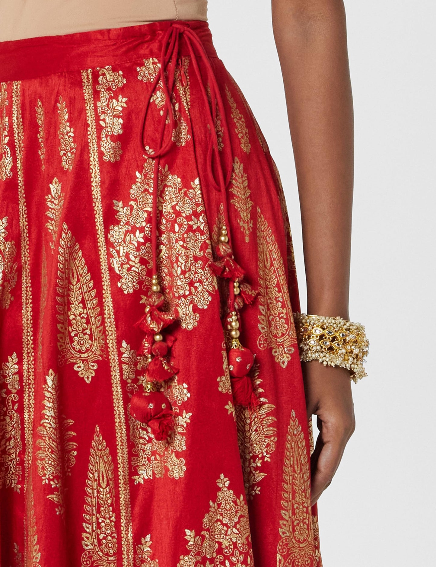 BIBA Women Printed Mix and Match(Skirt CO19862_RED_M)