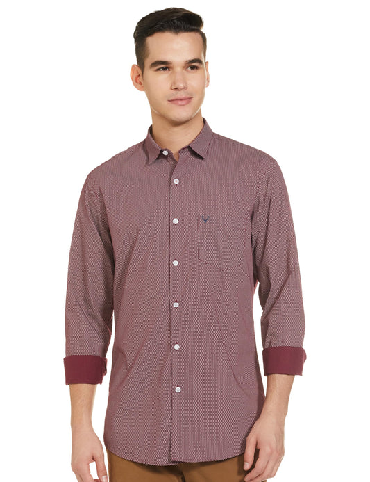 Allen Solly Men's Solid Regular Fit Shirt (ASSFQSPF040600_Maroon 42)