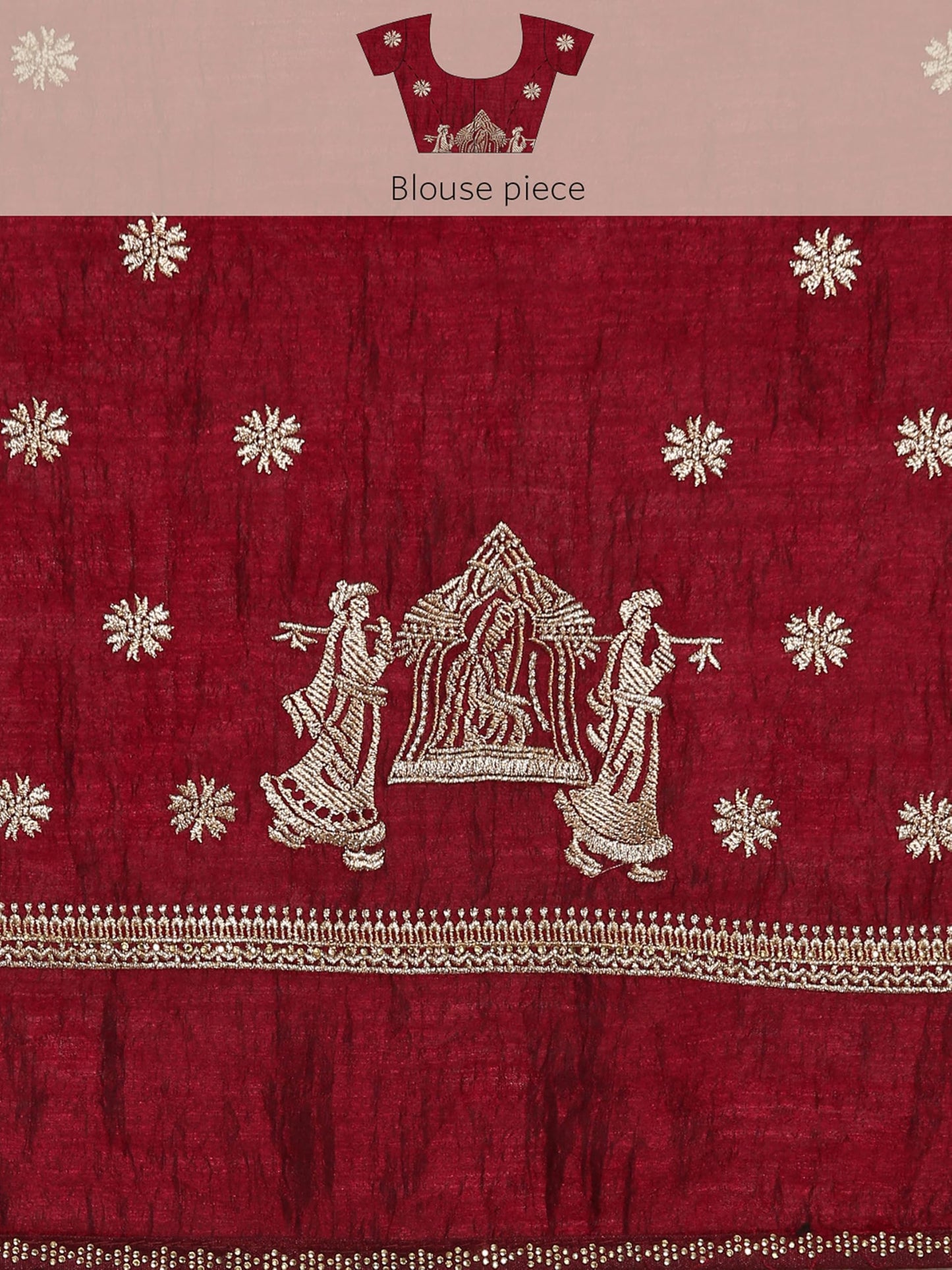 MOHEY Women's Wine Chiffon Embroidered|Zari Saree