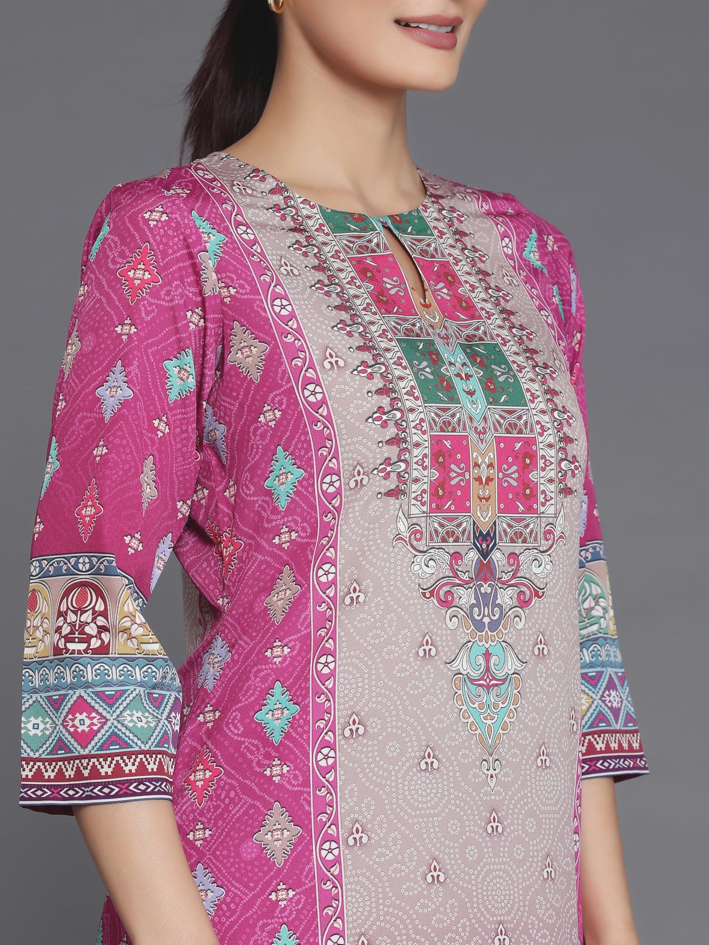 Libas Women's Poly Crepe Kurta Set (35707_Pink