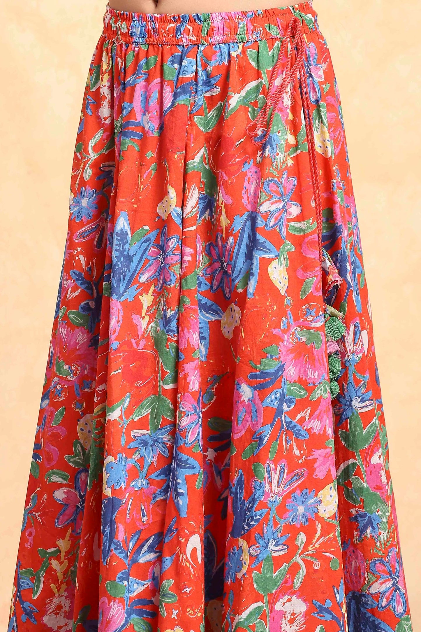 Biba Girl's Rayon Lehenga Set (KW5312SS25RED_Red_6-7Y)