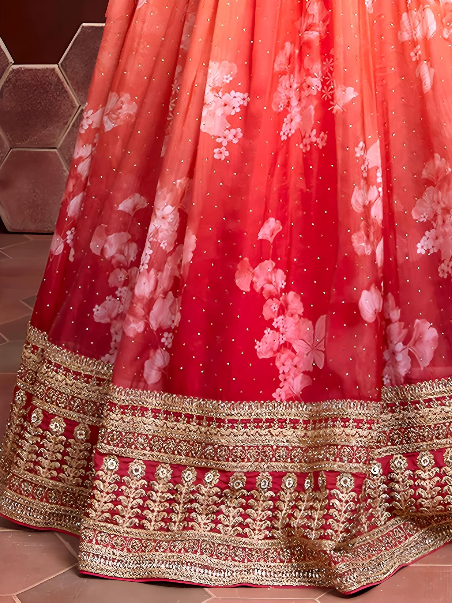 Zeel Clothing Women's Silk Embroidered Semi-Stitched Wedding Lehenga Choli with Dupatta (103-Orange-New-Bridal-Latest-Lehenga; Free Size)