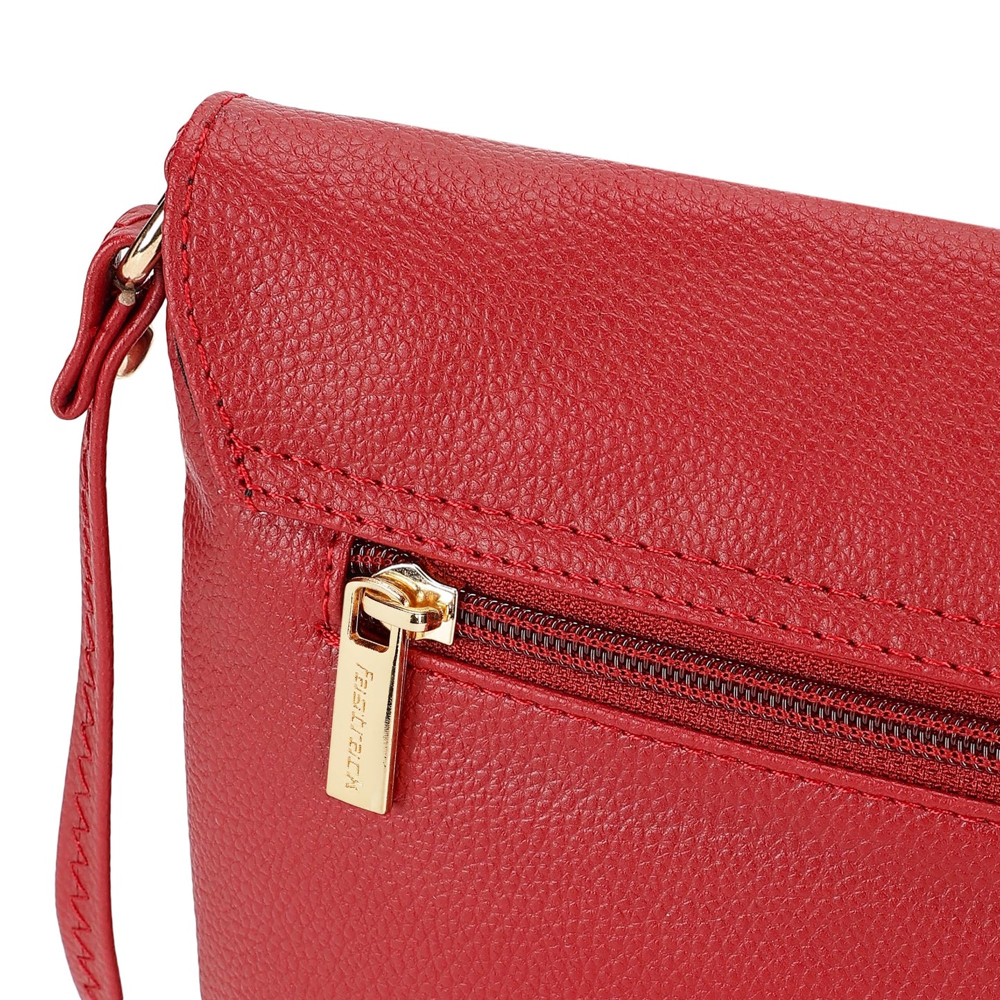 Fastrack Women's Solid Structured Sling Bag with Non-Detachable Sling Strap & Button Closure, Maroon