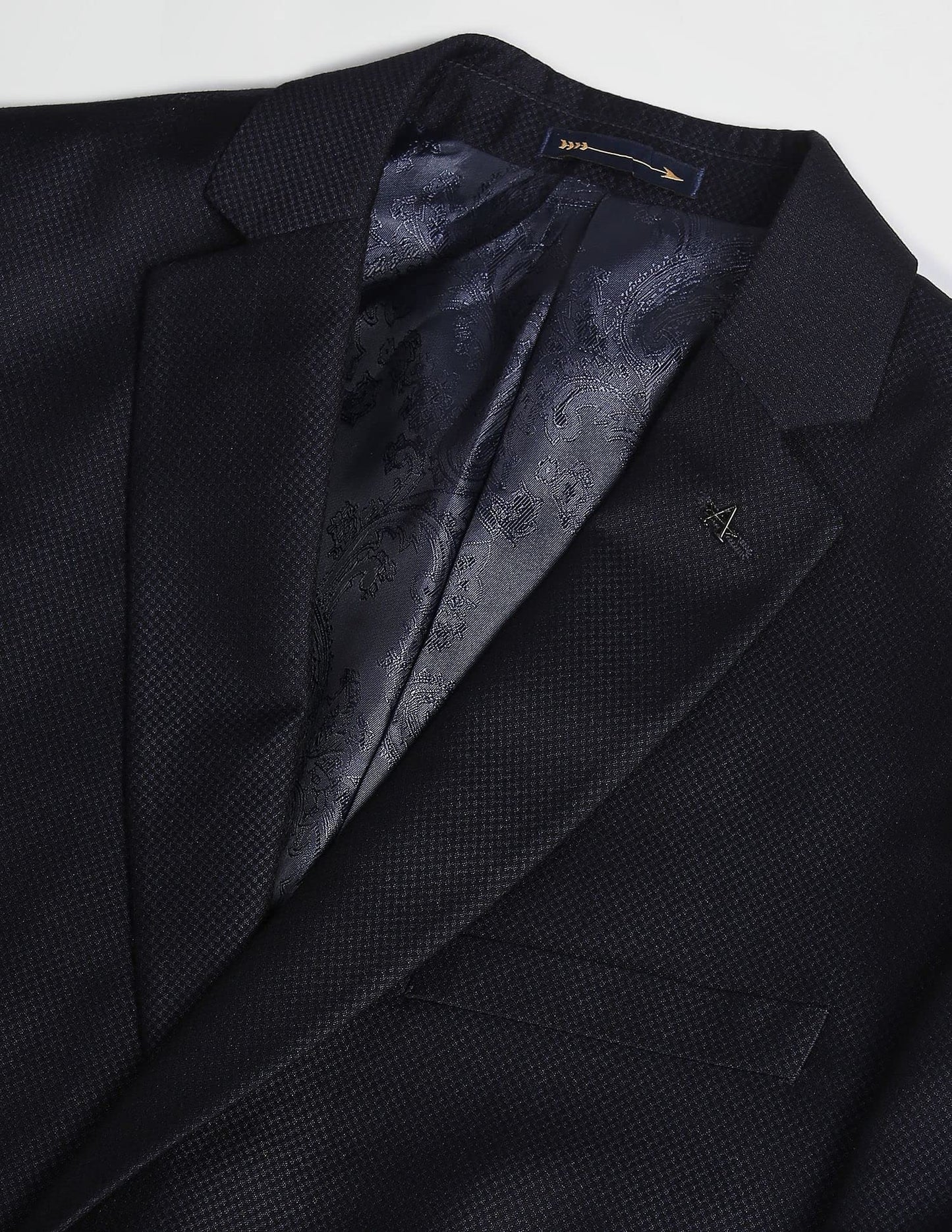 Arrow Men's Rayon Notch Lapel Collar Dobby Two Piece Suit (ARAFSU5514_Navy