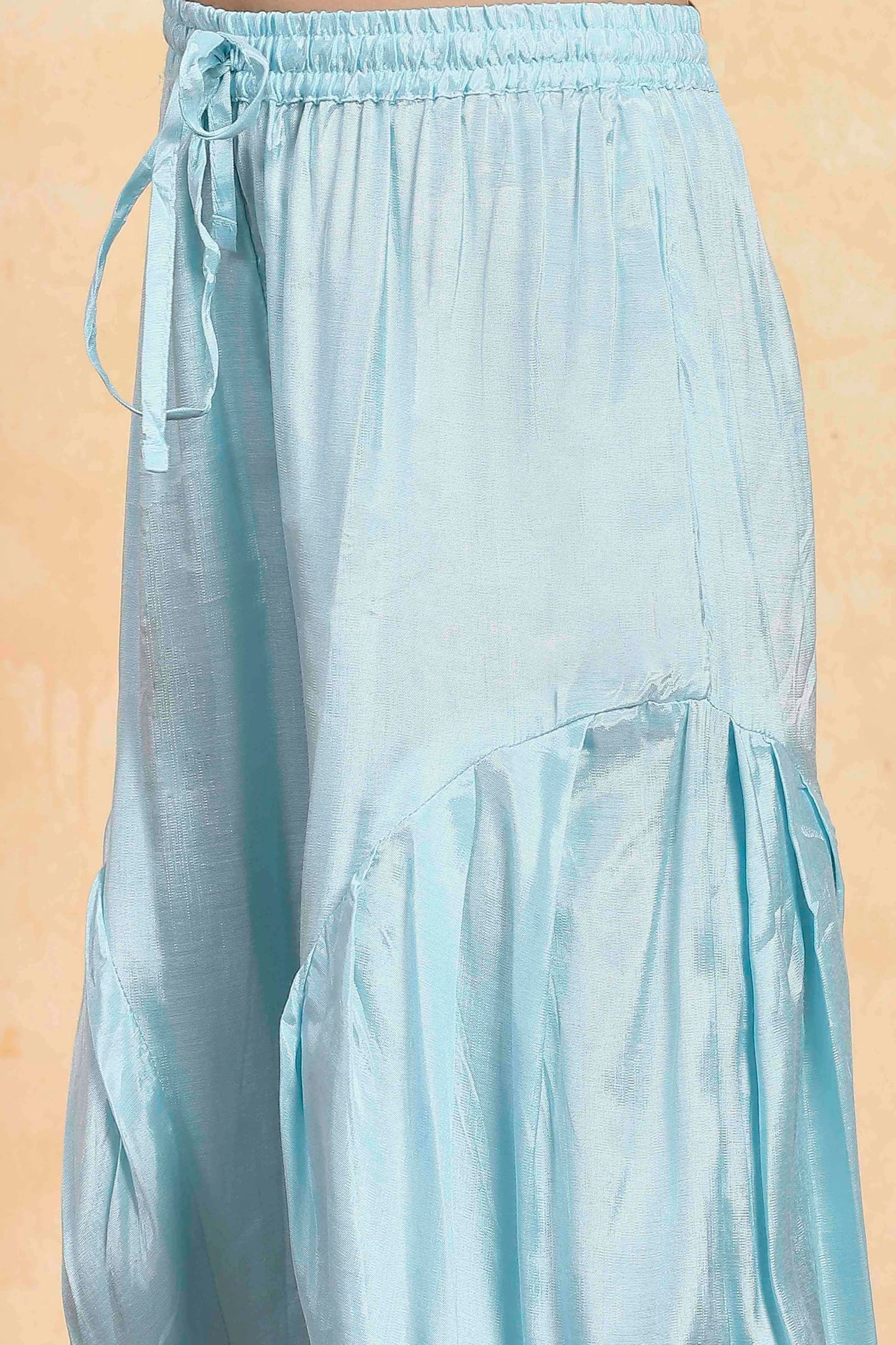 Biba Girl's Sky Blue Polyester Straight Solid Suit Set