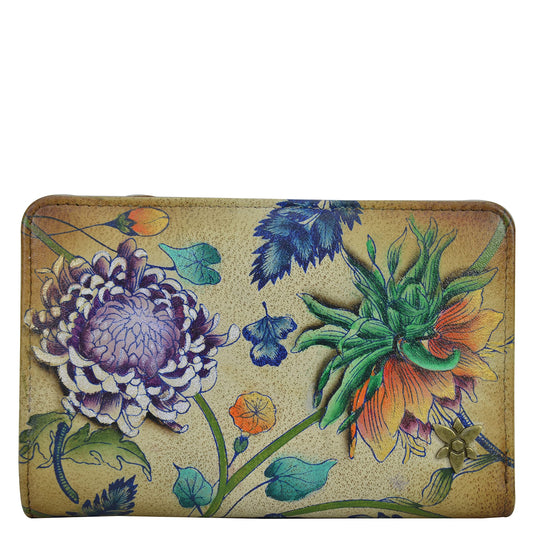 Anuschka Women's Hand-Painted Genuine Leather Two Fold RFID Organiser Wallet - Caribbean Garden