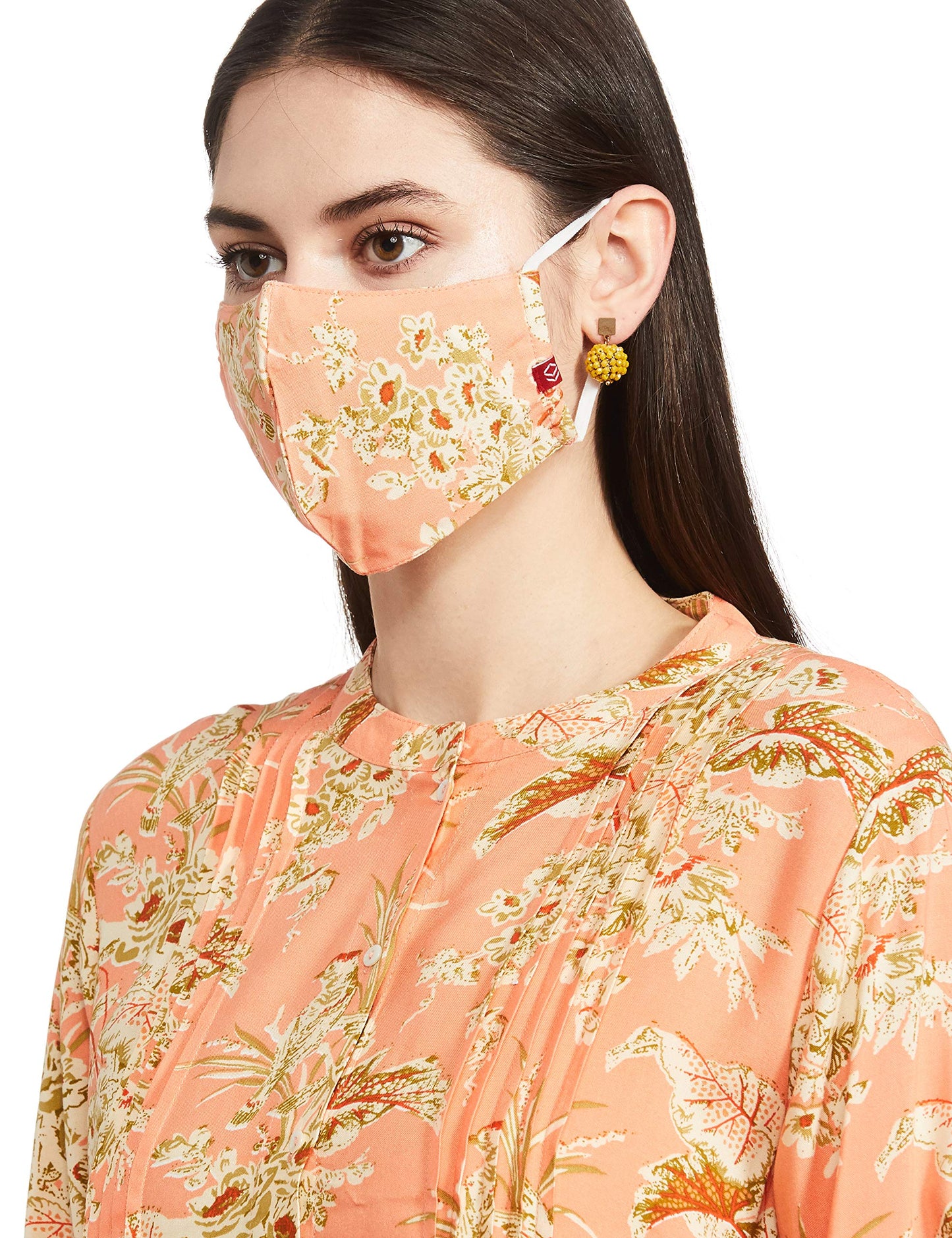 BIBA Women Rayon Printed Mix and Match A-Line Kurta (Chi16890_Peach_32)