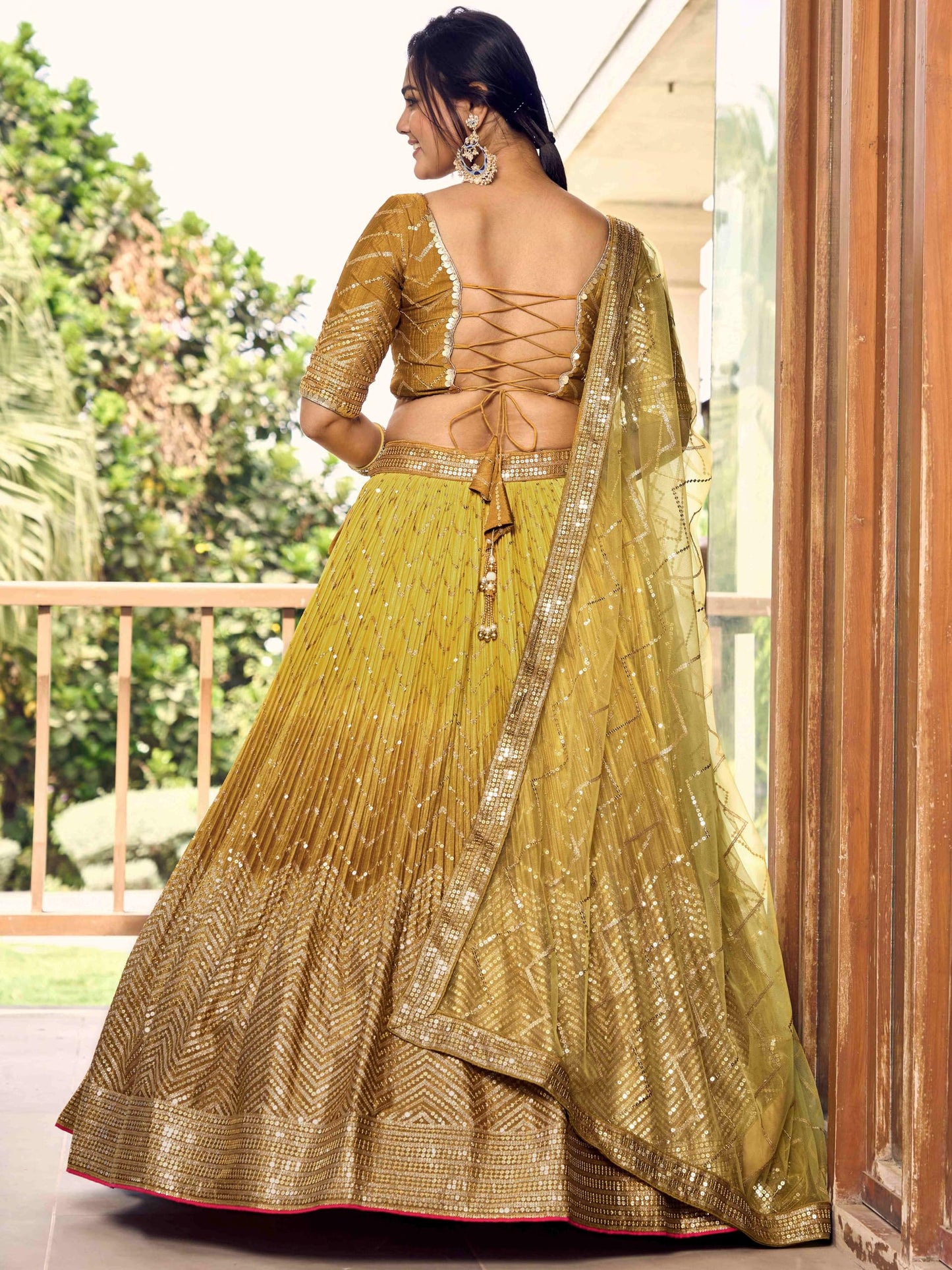 Zeel Clothing Women's Zari & Sequins Embroidered Art Silk New Semi-Stitched Lehenga Choli With Dupatta (5057-Yellow-Womens-Lehenga-Choli-Latest; Free Size)